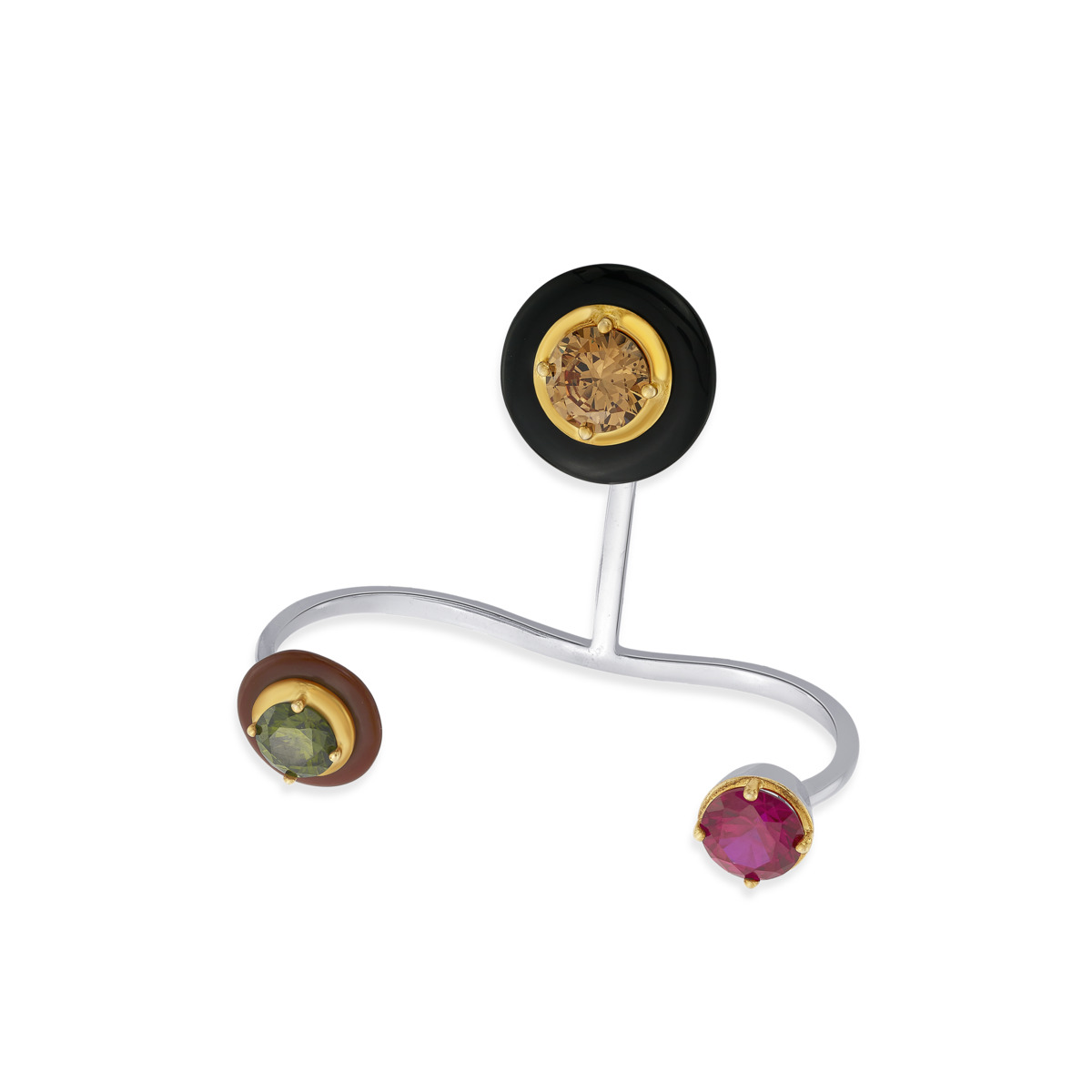 Sargamix Silver Crown Onyx Palm cuff - Image 2