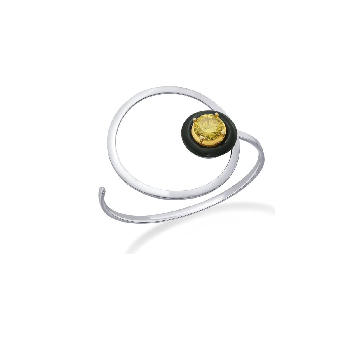 Sargamix Open Circle Silver Onyx Bangle - Image 2