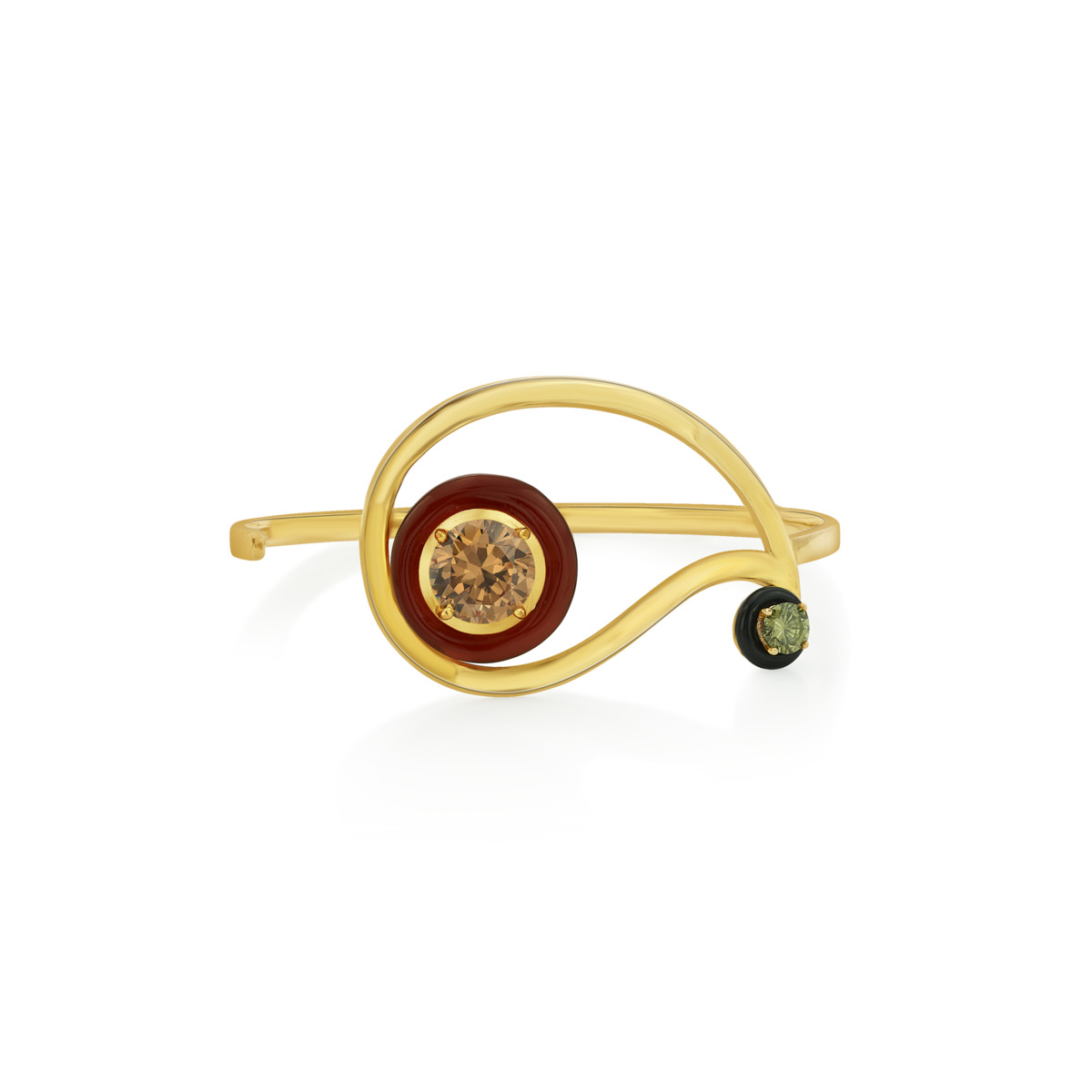 Sargamix Gold Paisley Silver Onyx Bangle
