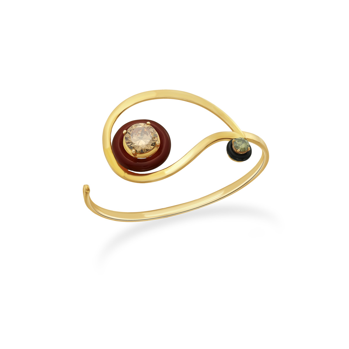 Sargamix Gold Paisley Silver Onyx Bangle - Image 2