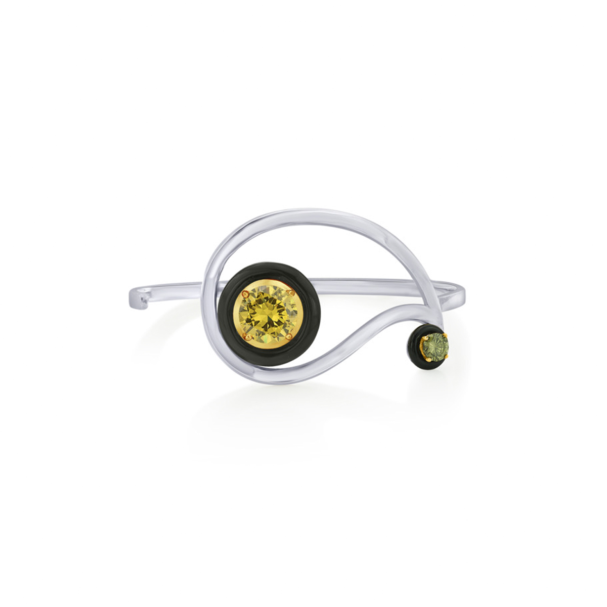 Sargamix Paisley Silver Onyx Bangle