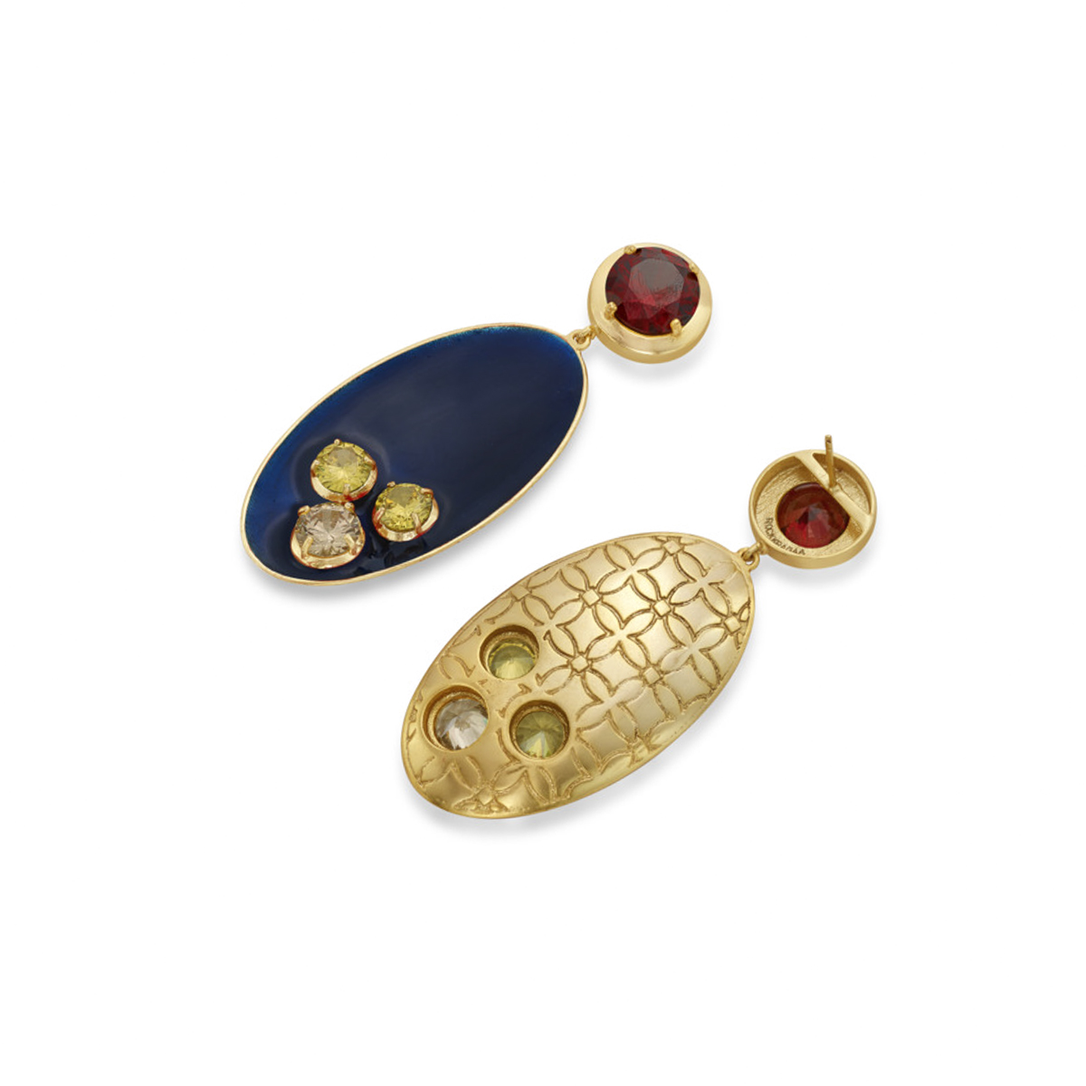Malhar Vatika Oval Enamel Wisdom Earrings - Image 3
