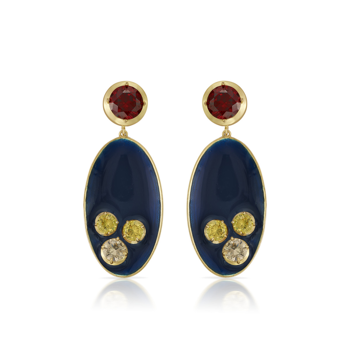 Malhar Vatika Oval Enamel Wisdom Earrings