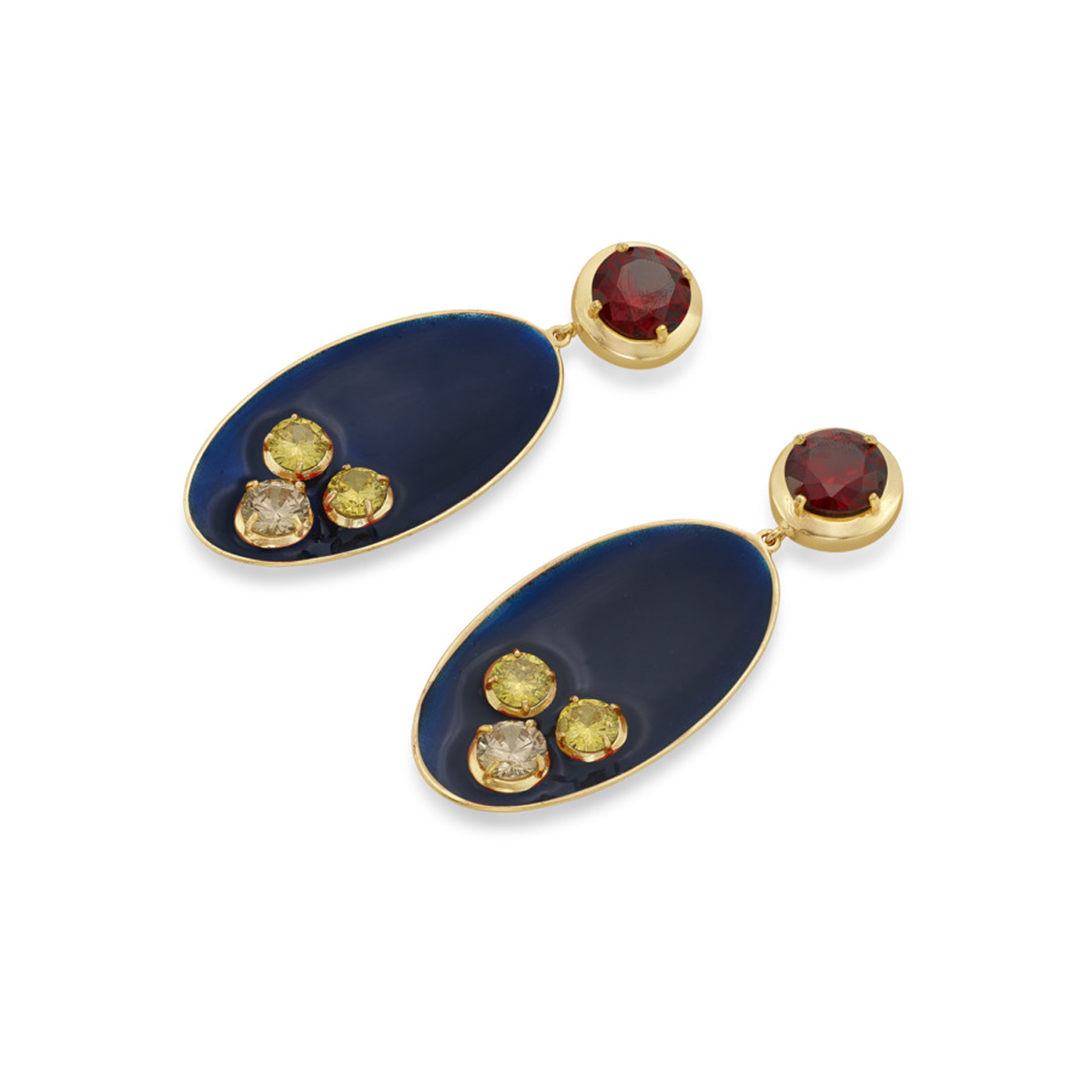 Malhar Vatika Oval Enamel Wisdom Earrings - Image 2