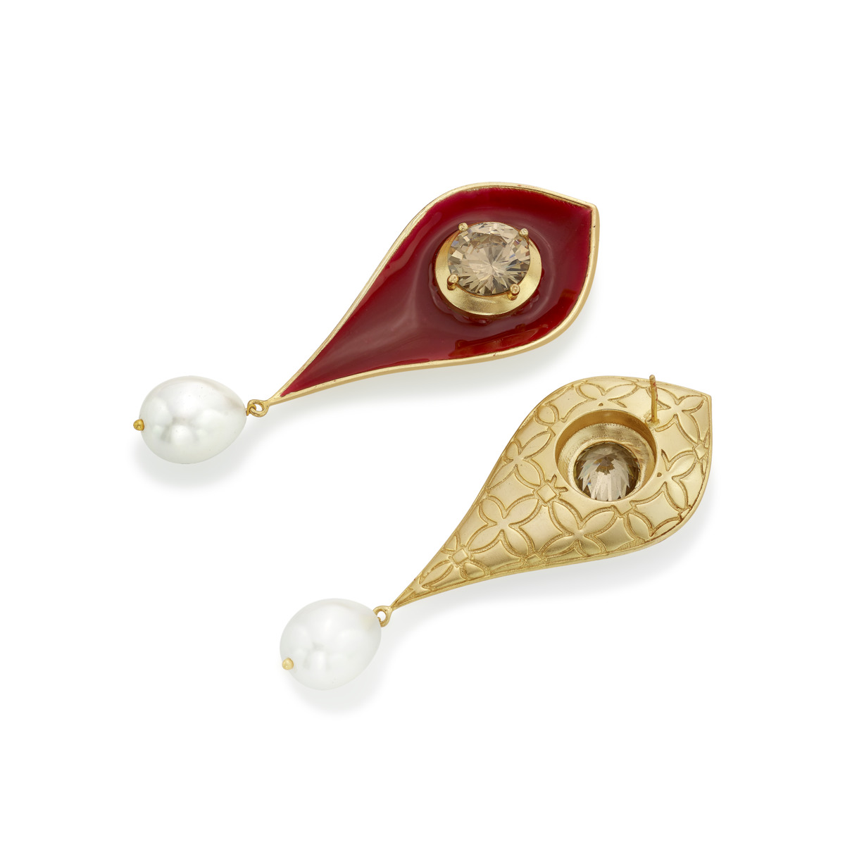 Malhar Pearl Large Raindrop Power Earrings - Image 3