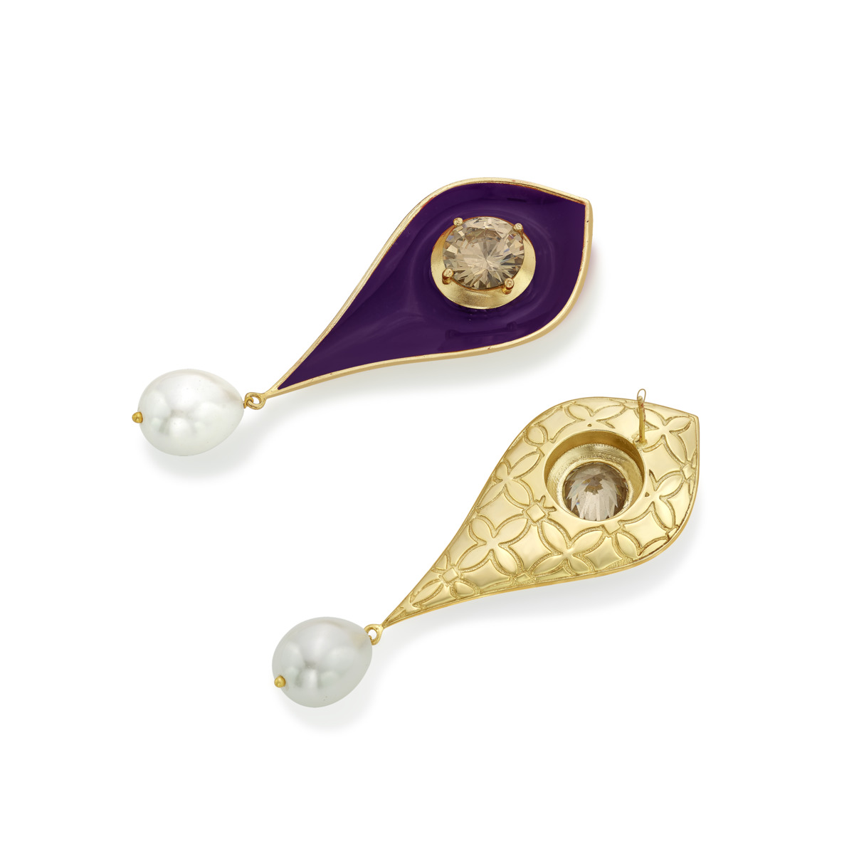 Malhar Pearl Large Raindrop Peace Earrings - Image 3