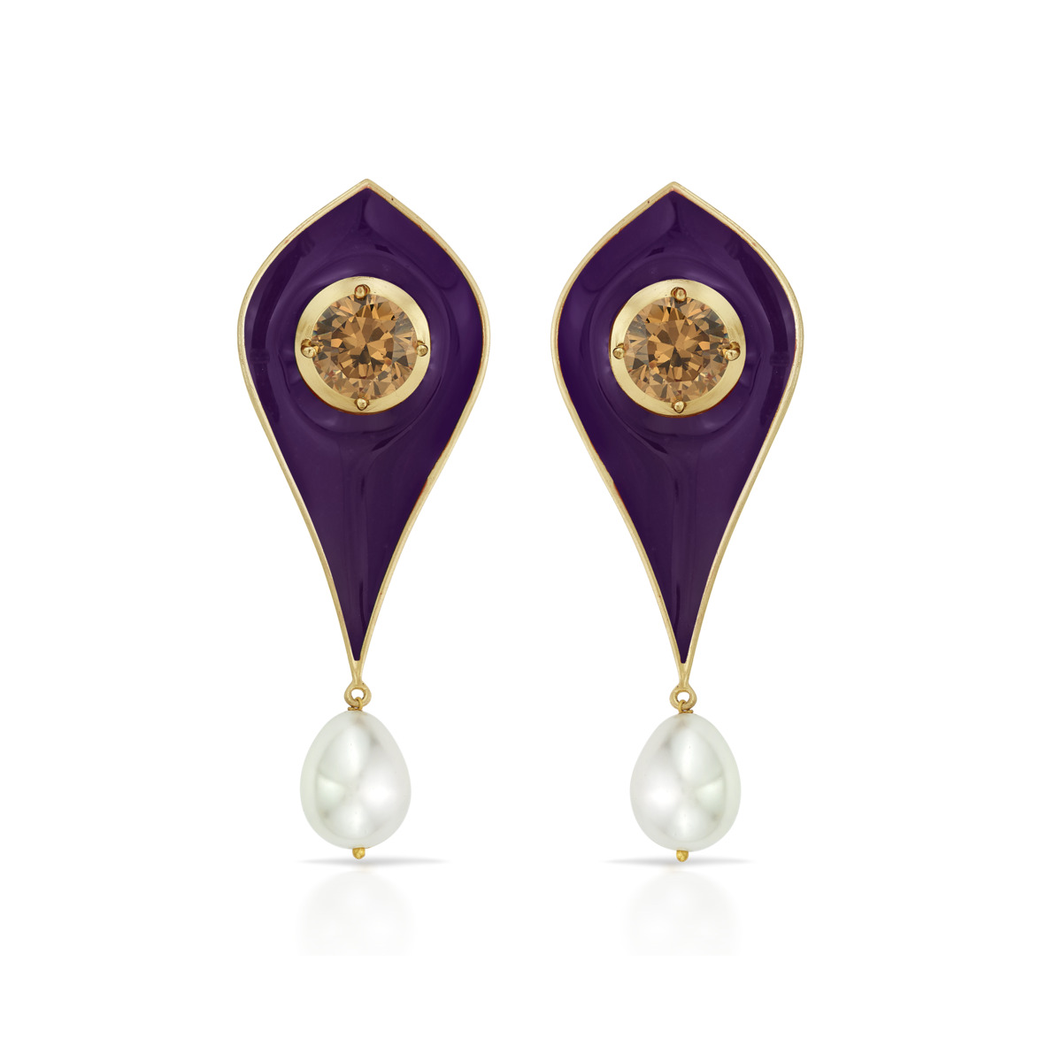 Malhar Pearl Large Raindrop Peace Earrings