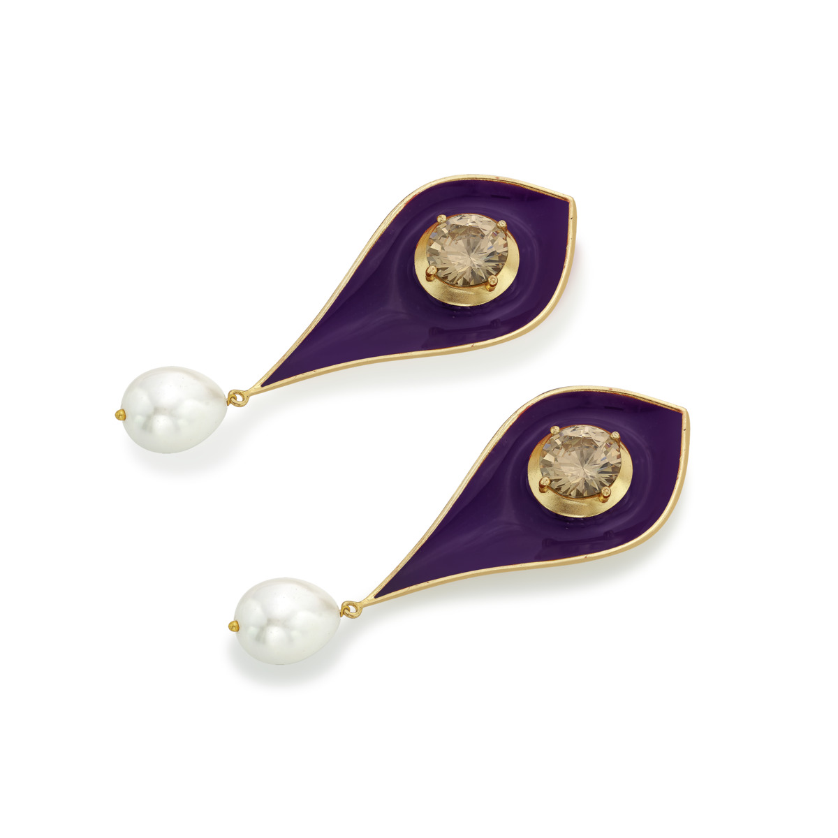 Malhar Pearl Large Raindrop Peace Earrings - Image 2