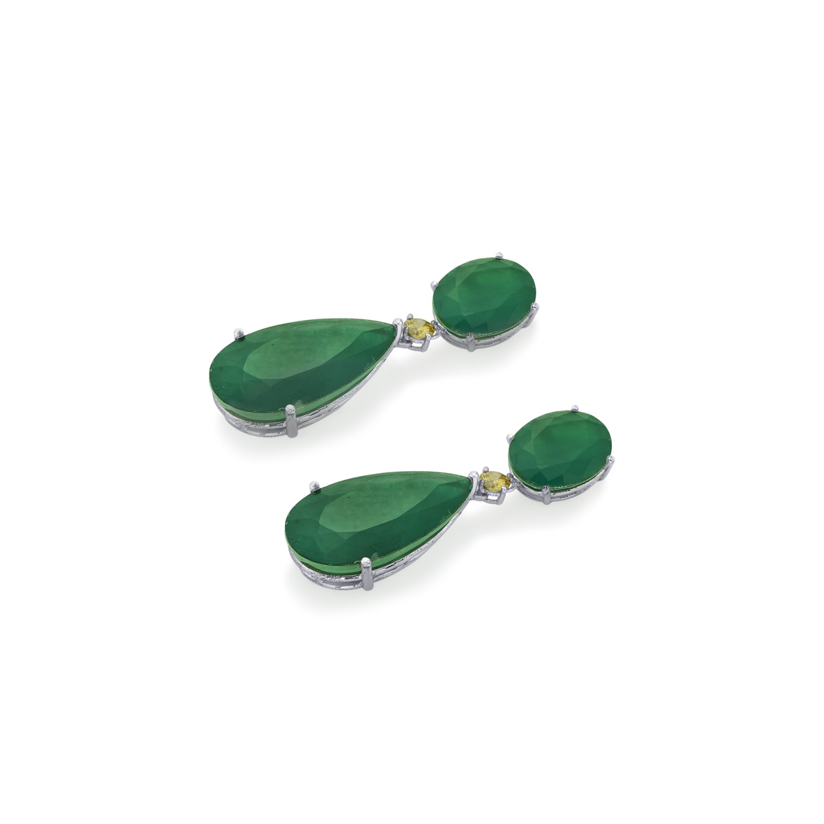 Rockkvan Asoka Emerald Quartz Silver Earring - Image 2