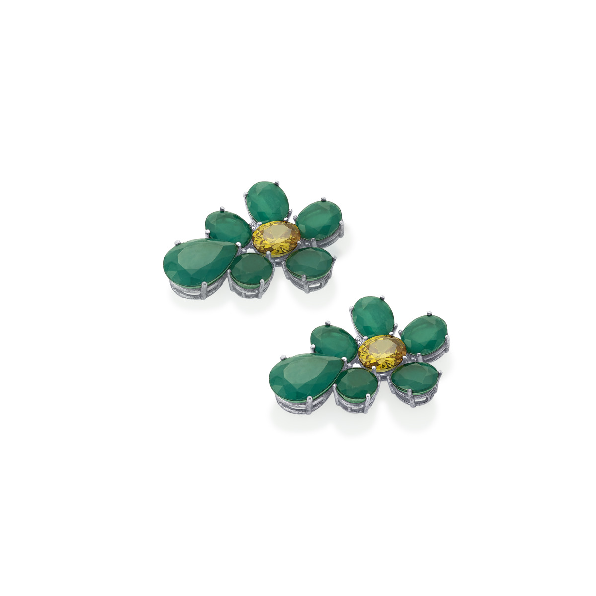 Rockkvan Floral Oak Quartz Silver Earrings - Image 2