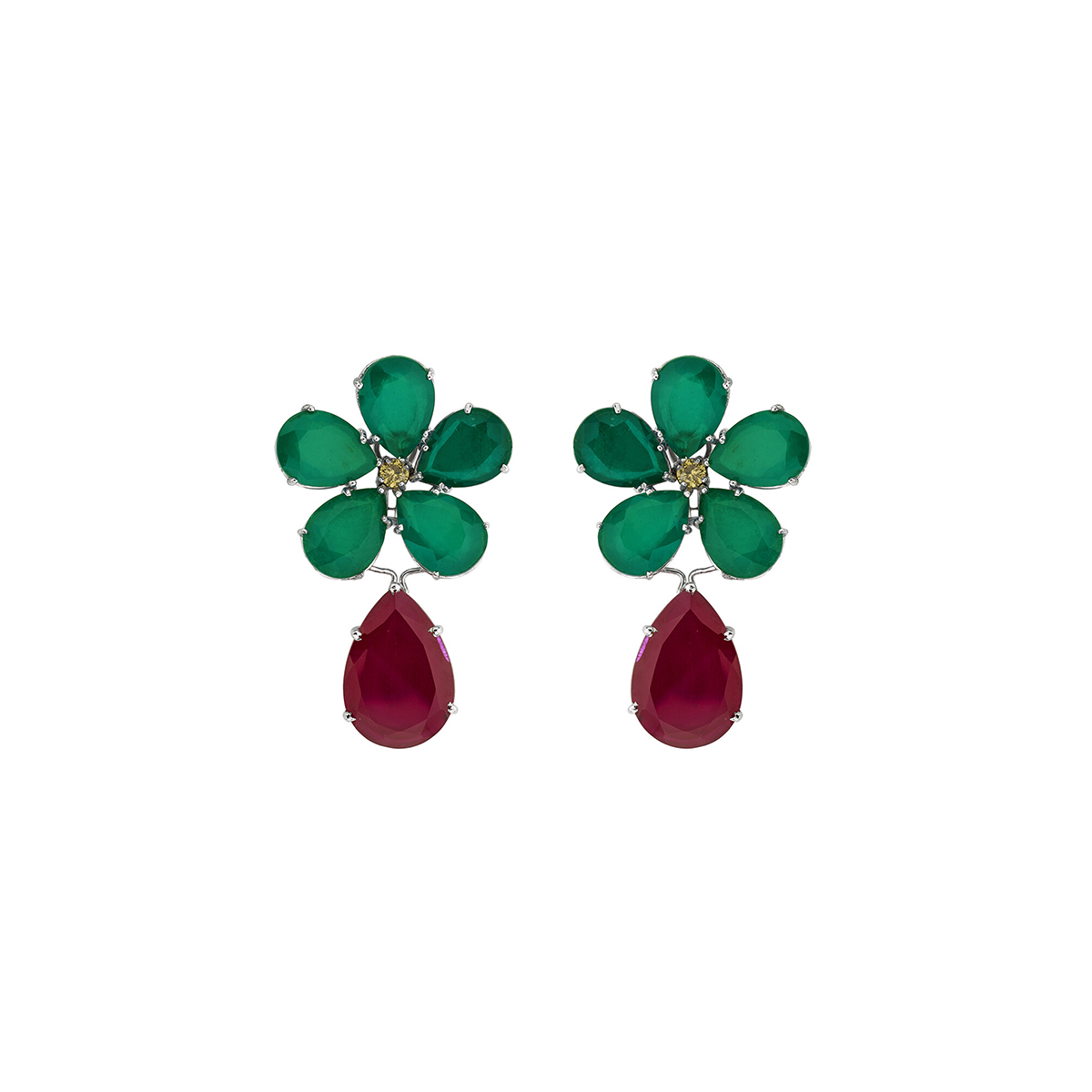 Rockkvan Mahogany Rose Floral Silver Earrings