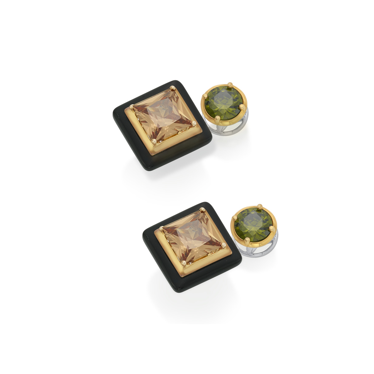 Sargamix 2 Pcs. Detachable Square Onyx Silver Earrings - Image 2
