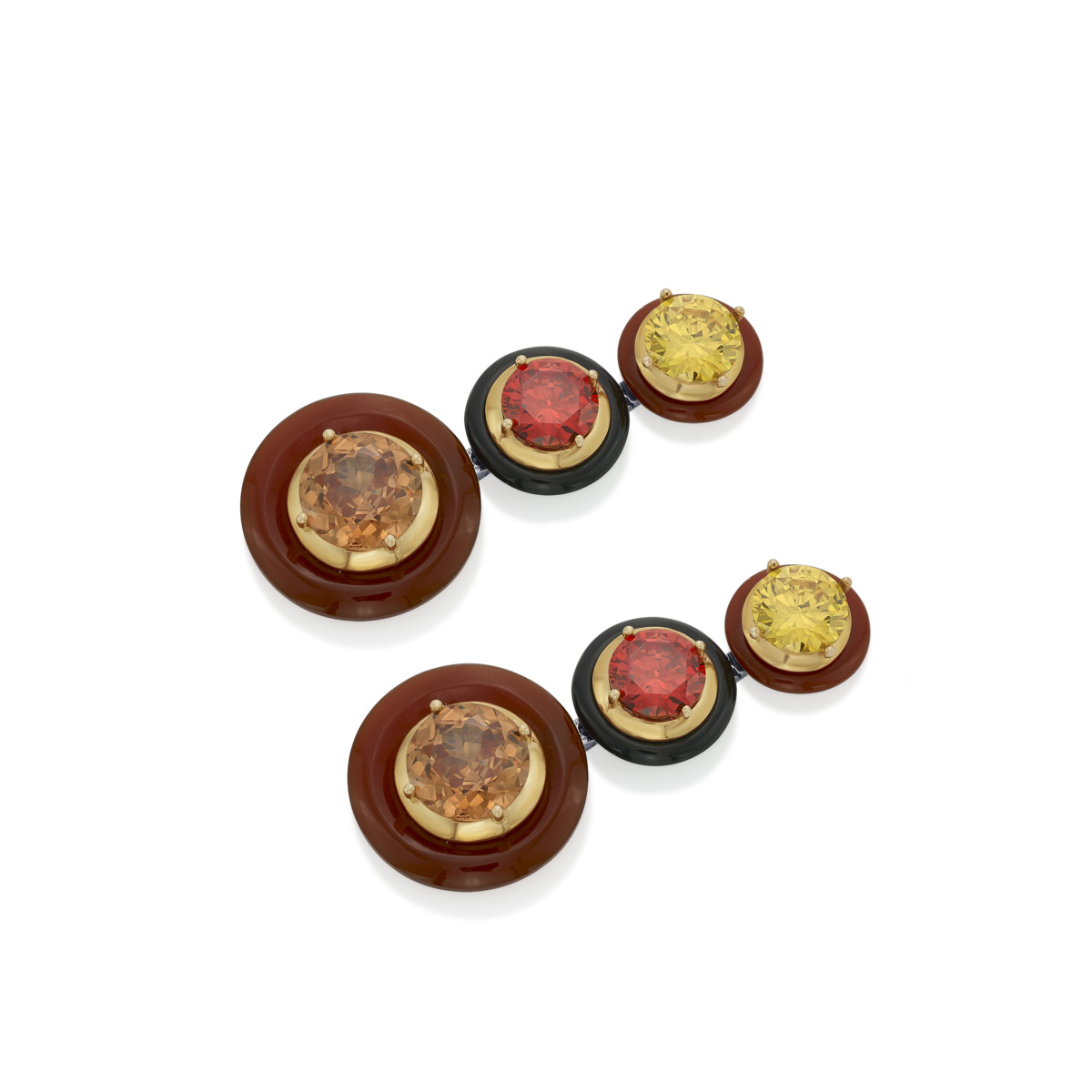 Sargamix Triple Drums Red Onyx Silver Earrings - Image 2
