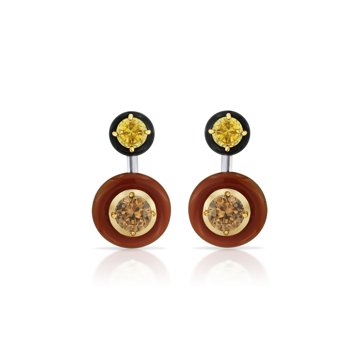 Sargamix 2 Pcs. Detachable Onyx Silver Earrings