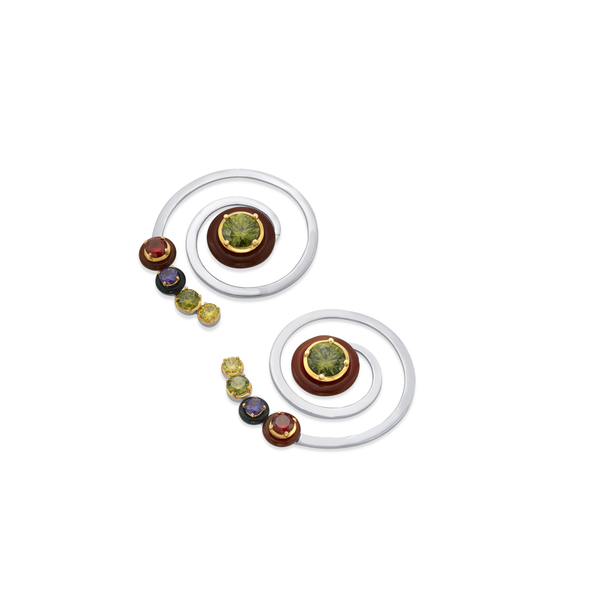 Sargamix Hypno Spiral Silver Onyx Earrings - Image 2