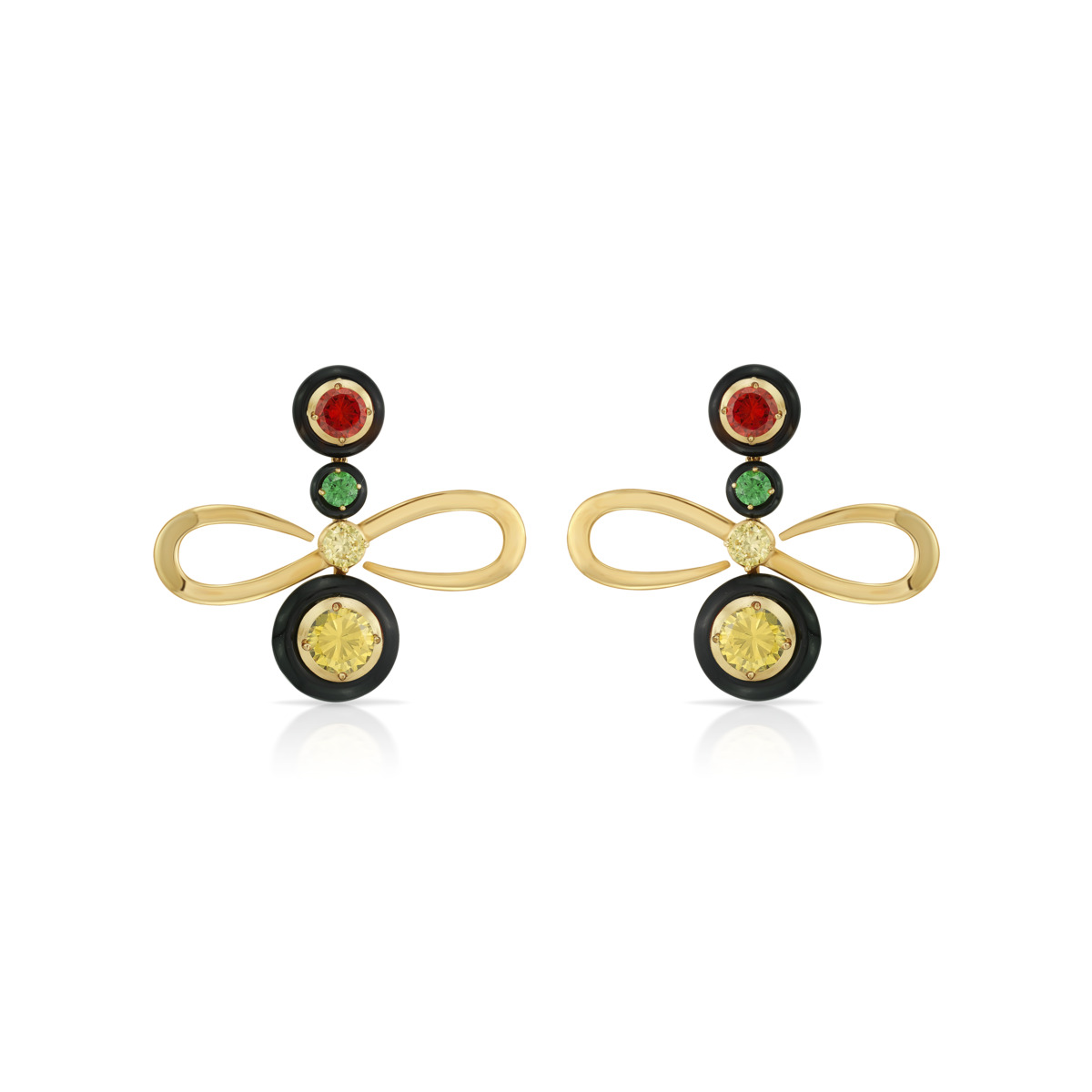Sargamix Gold Infinity Silver Onyx Earrings