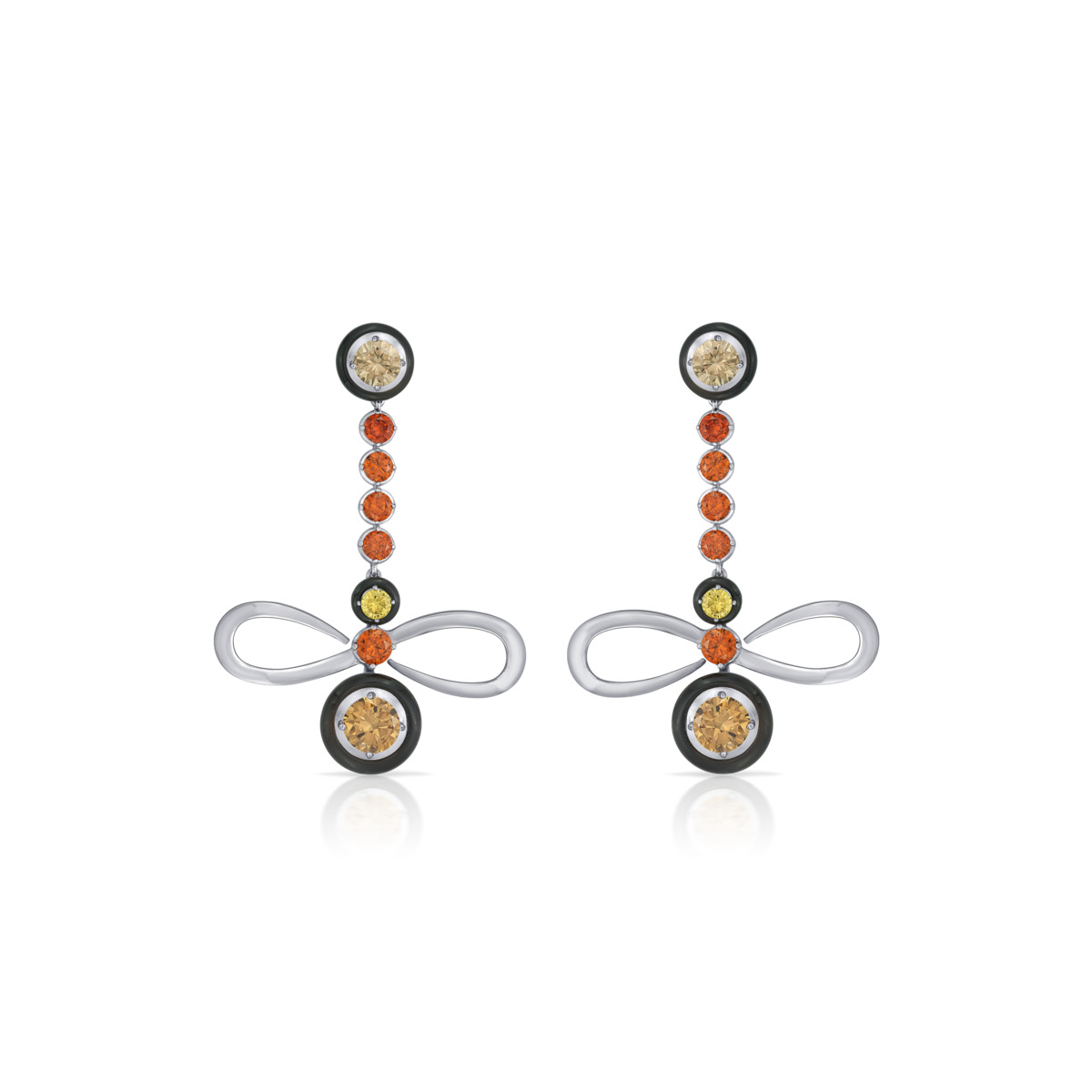 Sargamix Dangling Infinity Silver Onyx Earrings