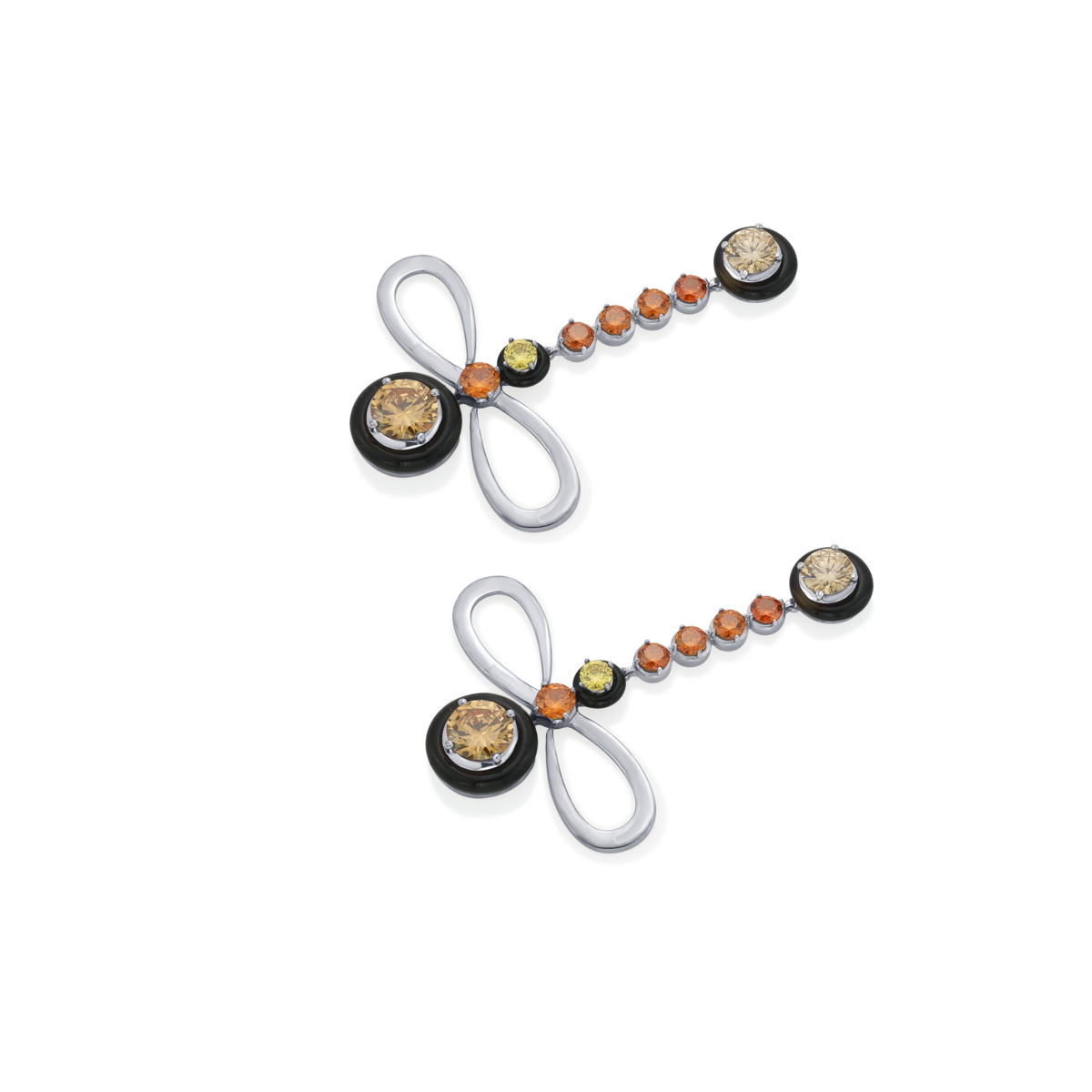 Sargamix Dangling Infinity Silver Onyx Earrings - Image 2