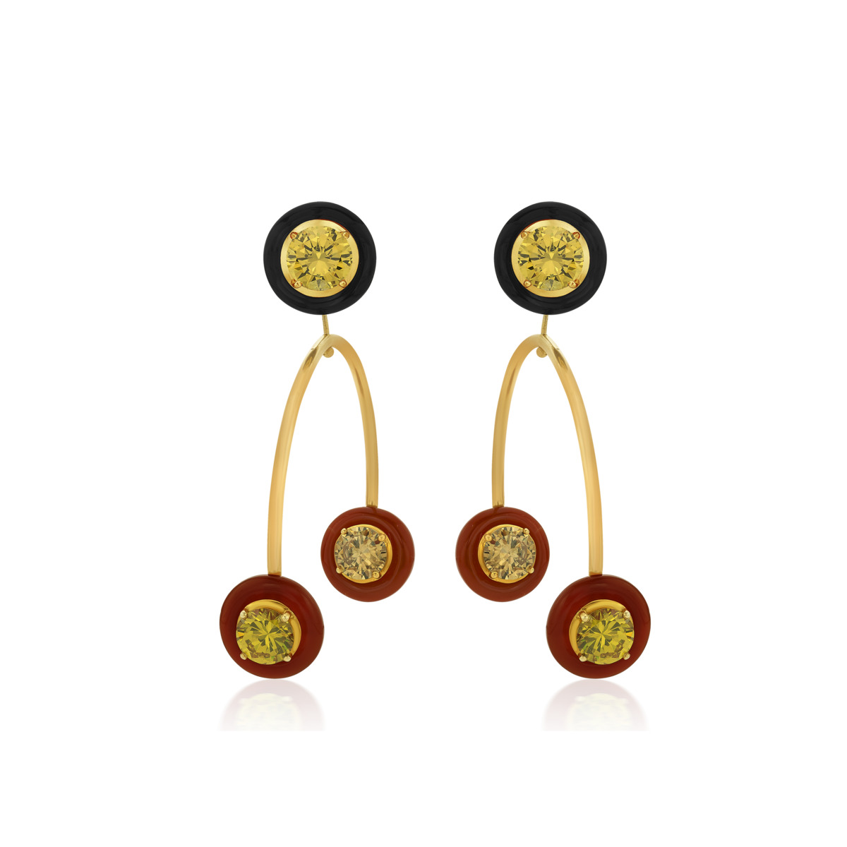 Sargamix Gold Illusion Silver Onyx Earrings