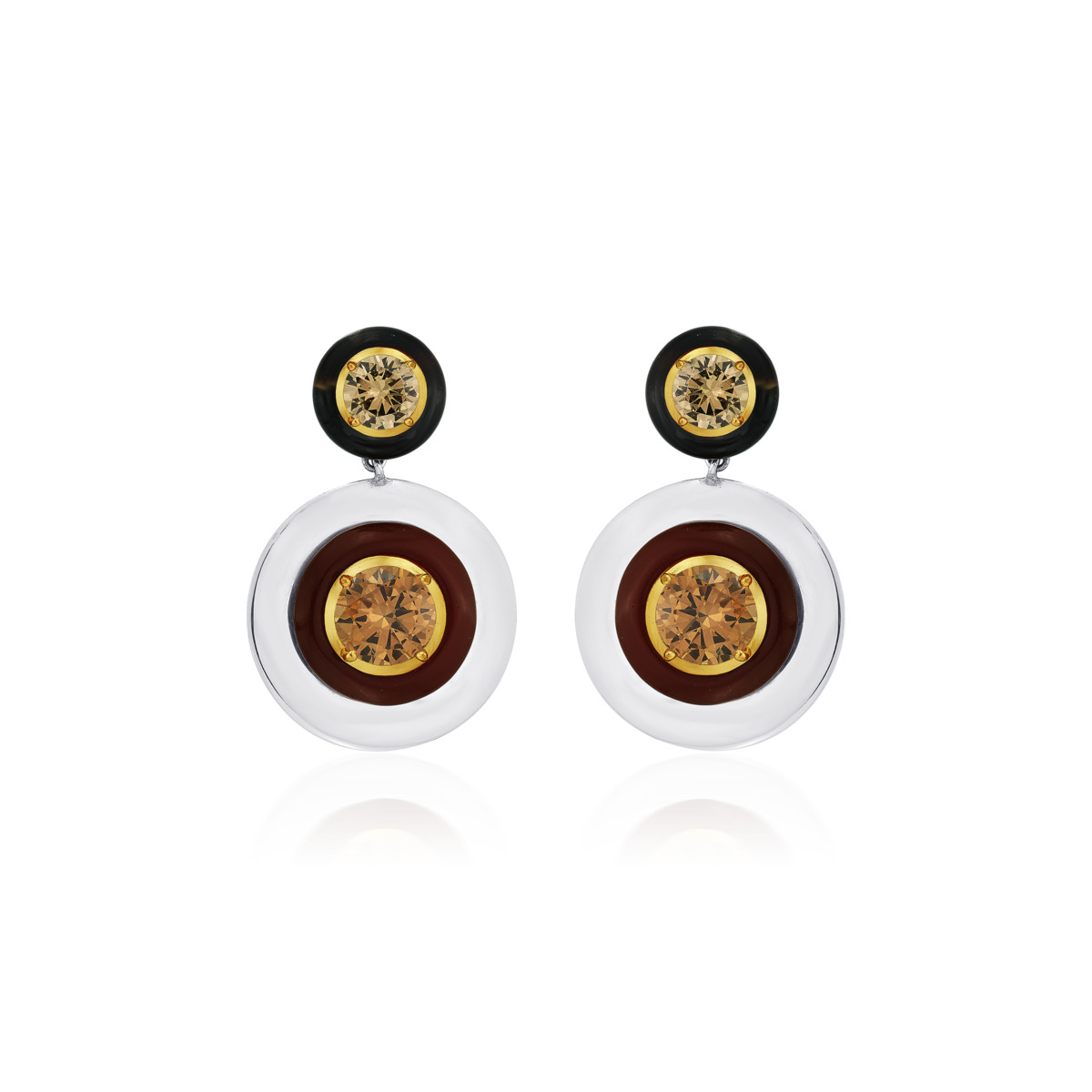 Sargamix Circly Silver Onyx Earrings