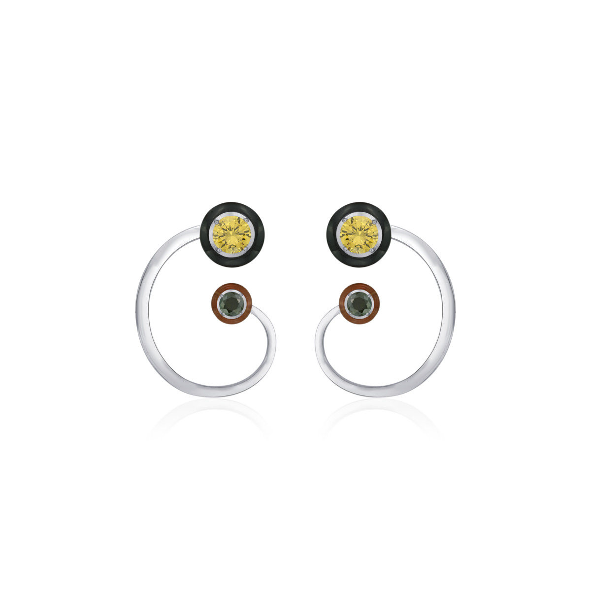 Sargamix Quaver Silver Onyx Earrings