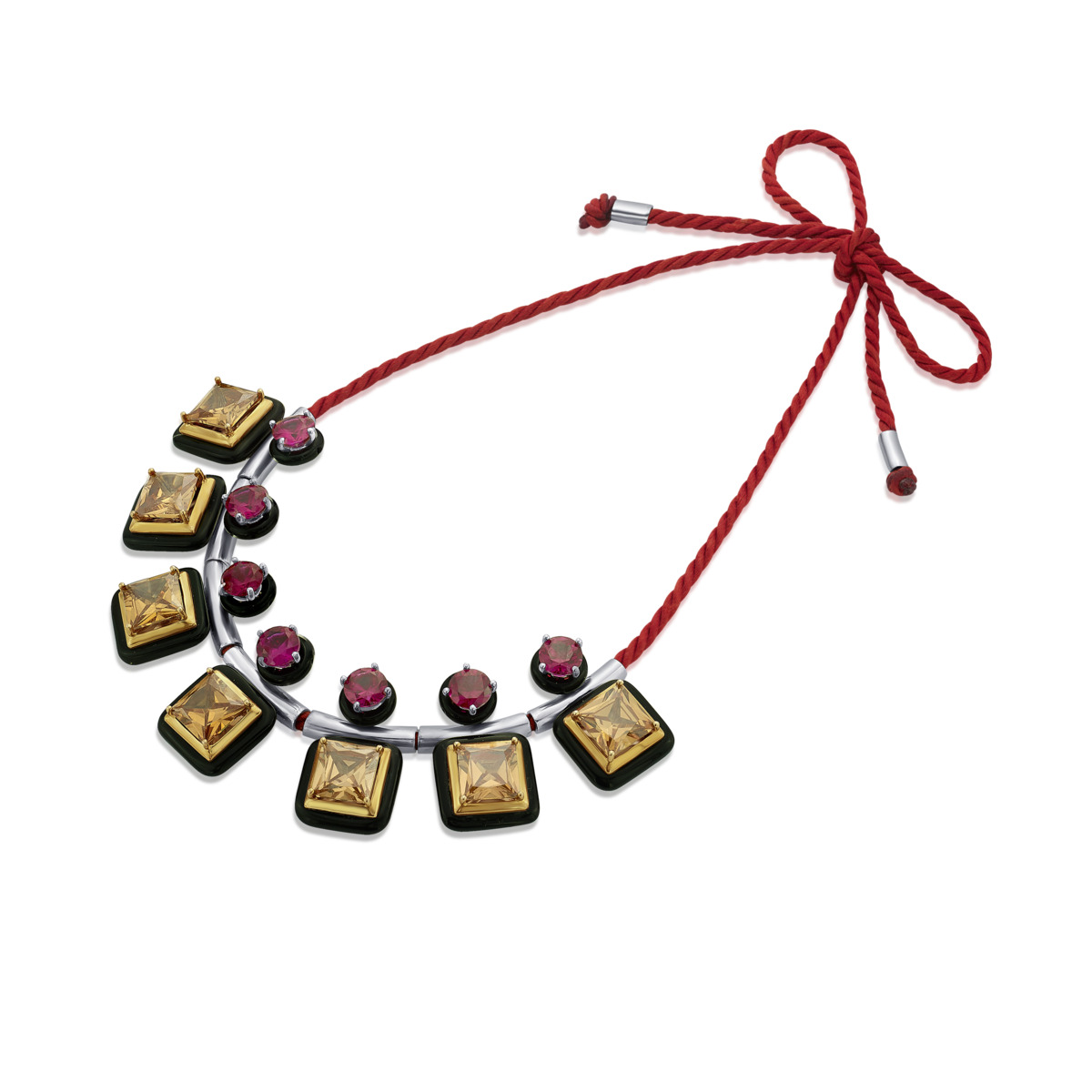 Sargamix Square Onyx Symphony Silver Necklace - Image 2