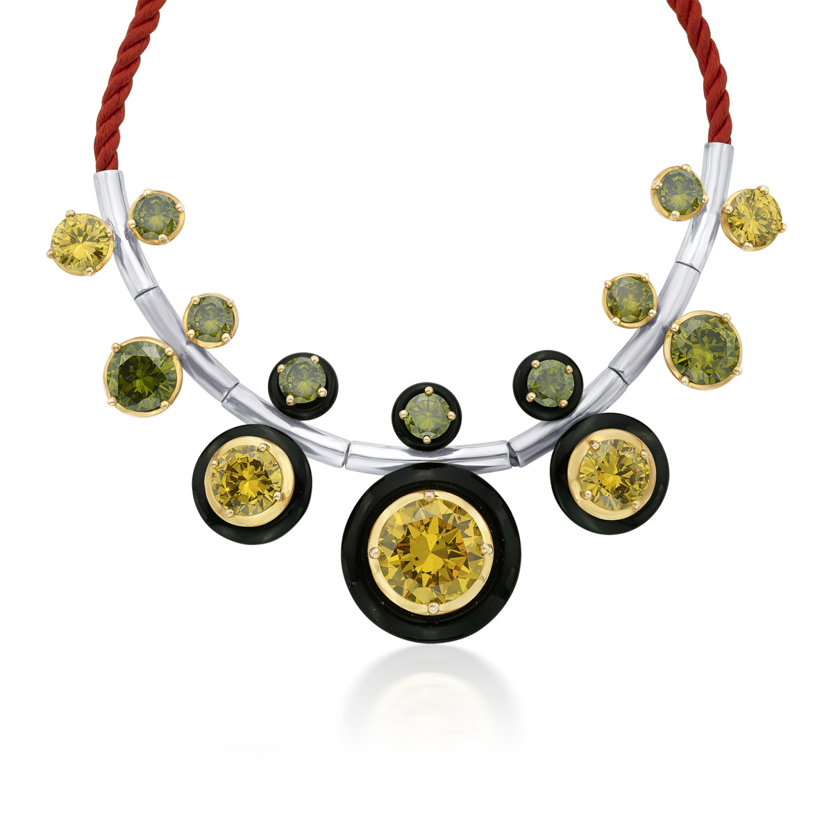 Sargamix Round Symphony Onyx Silver Necklace - Image 3