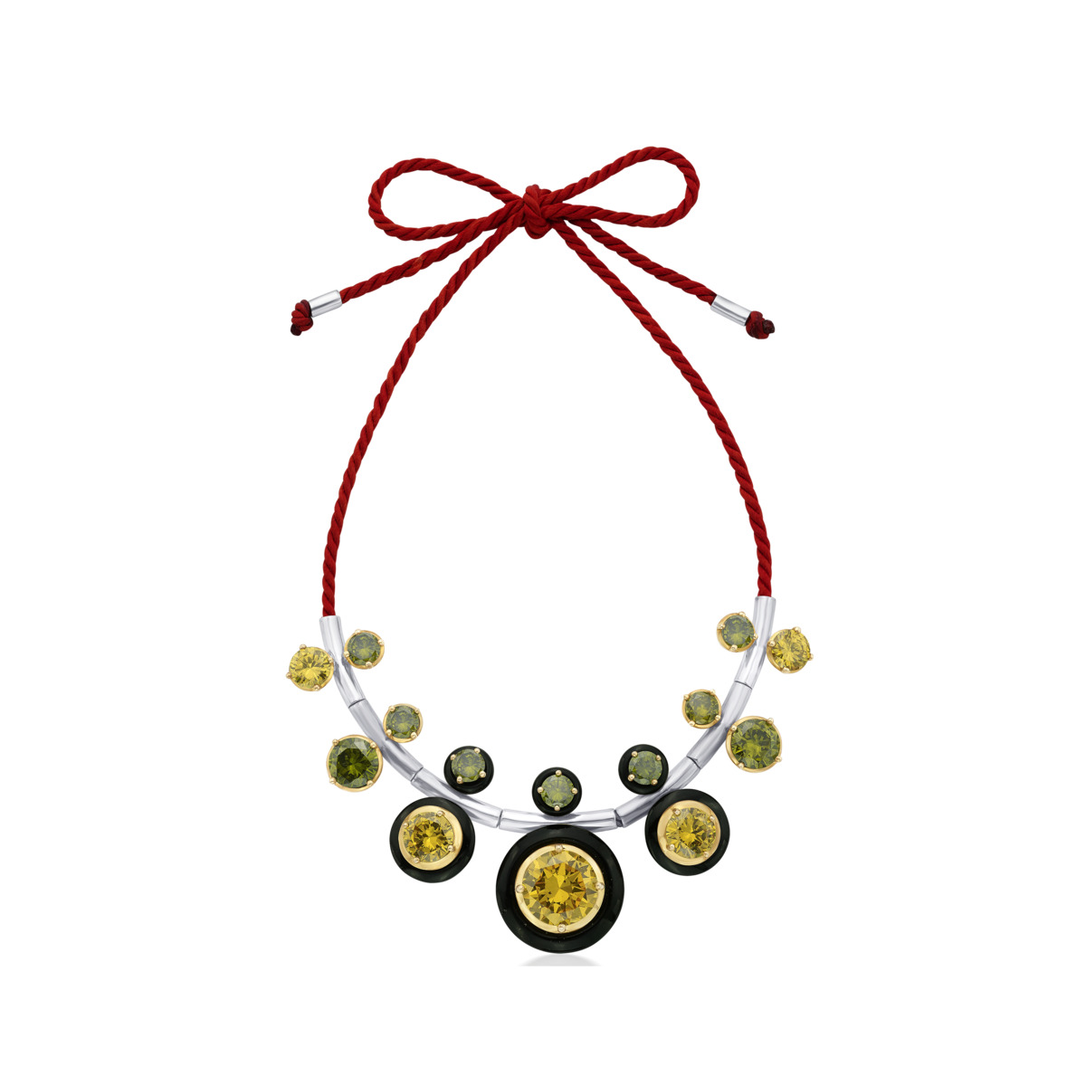 Sargamix Round Symphony Onyx Silver Necklace