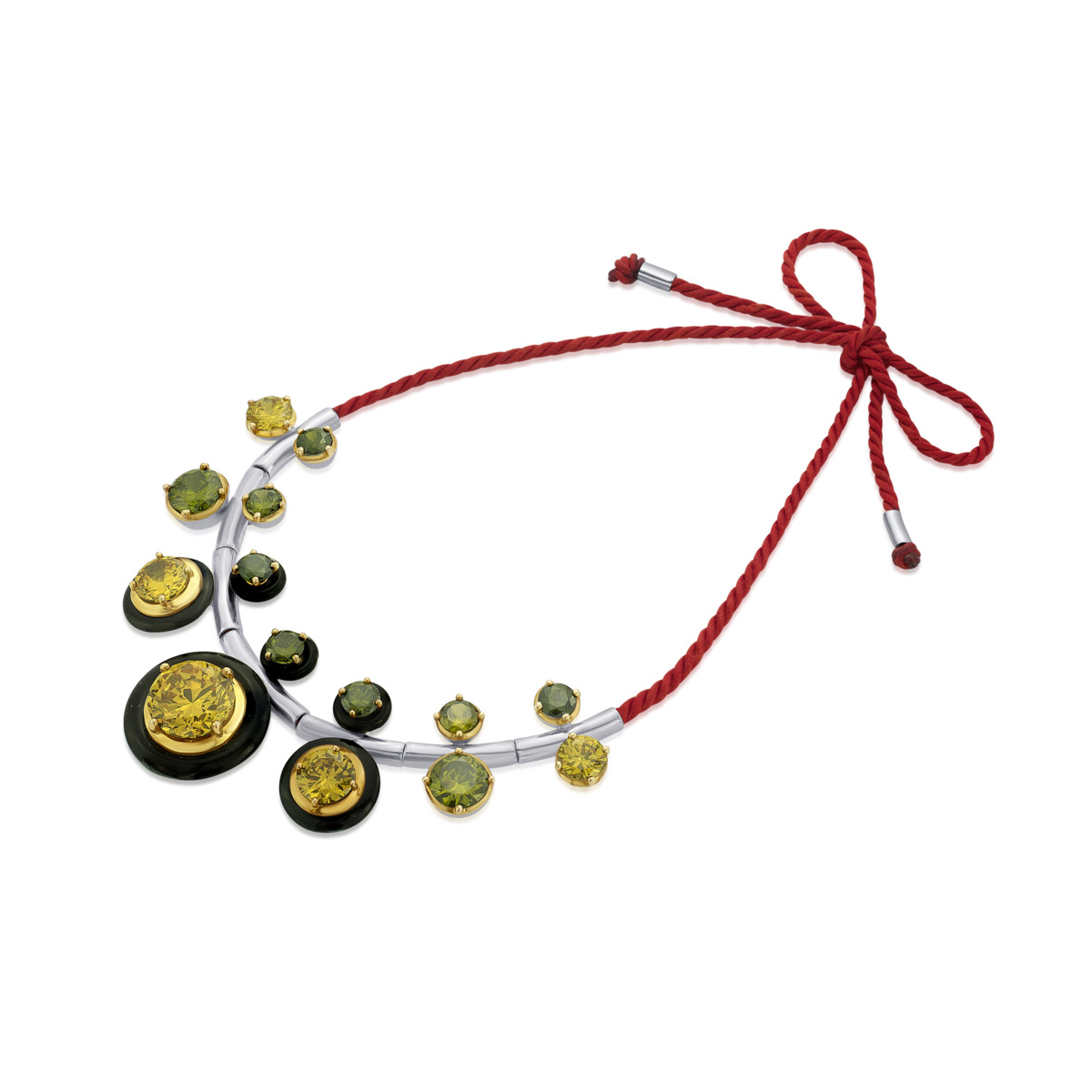 Sargamix Round Symphony Onyx Silver Necklace - Image 2
