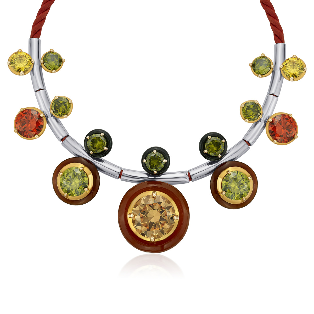 Sargamix Round Symphony Red Onyx Silver Necklace - Image 3