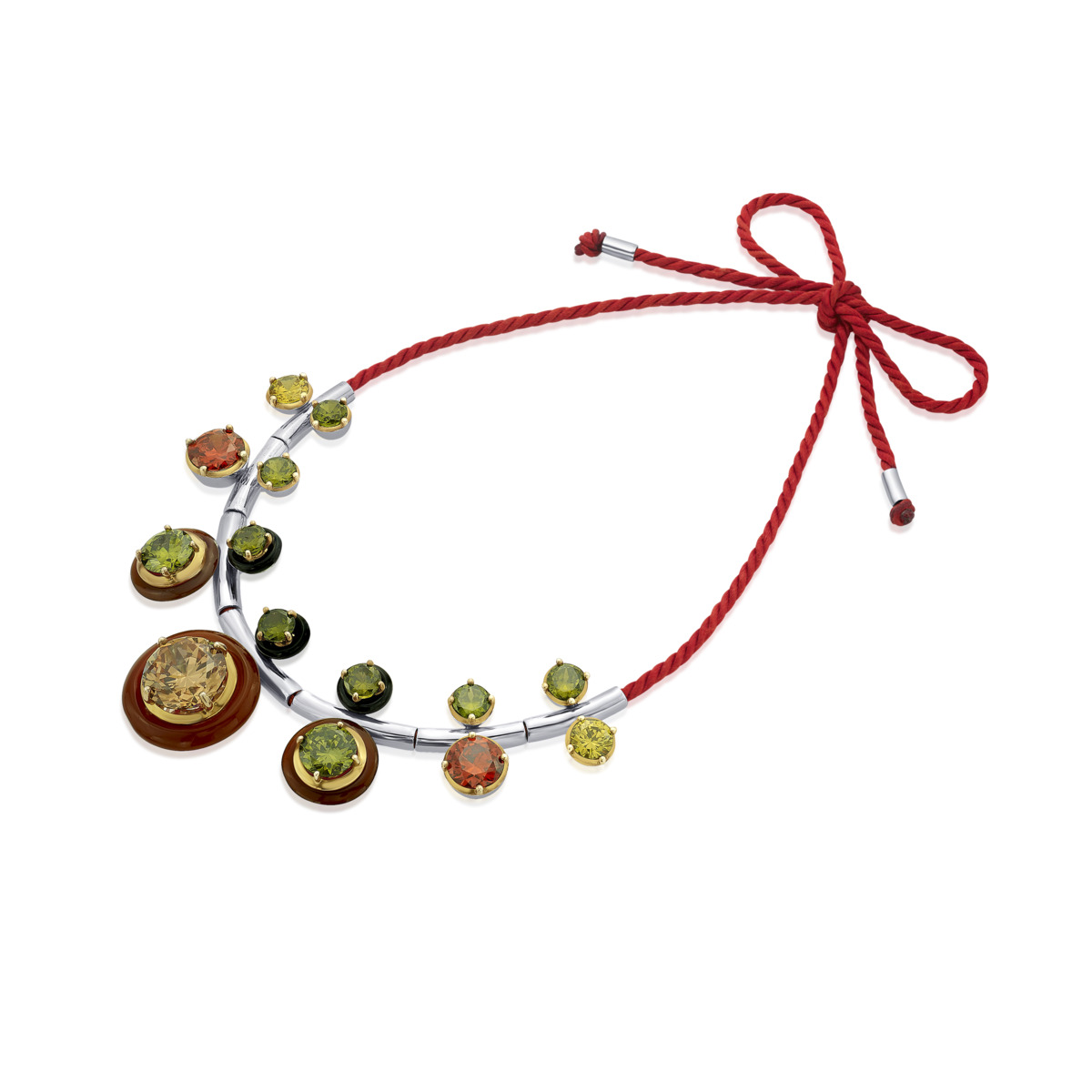 Sargamix Round Symphony Red Onyx Silver Necklace - Image 2