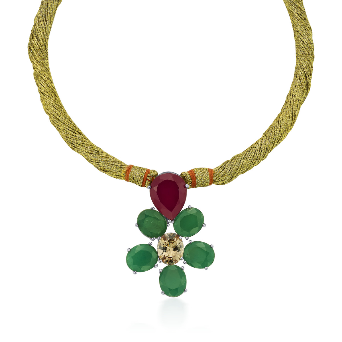 Rockkvan Floral Oak Silver Neckpiece - Image 2