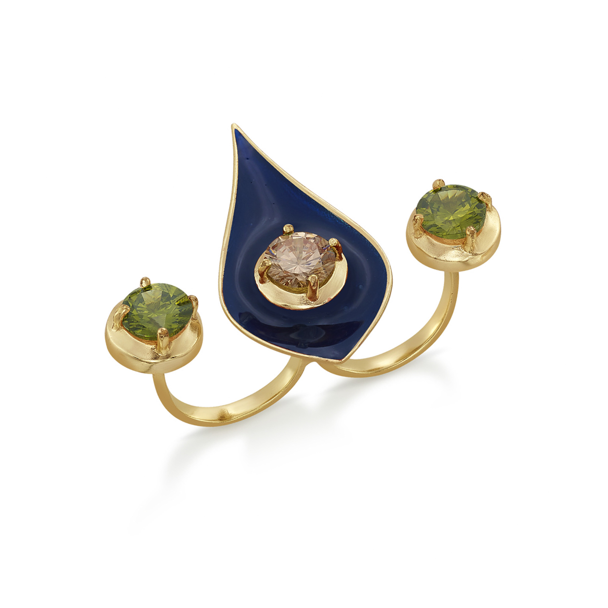Malhar Blue Raindrop Multifinger Wisdom Ring - Image 2