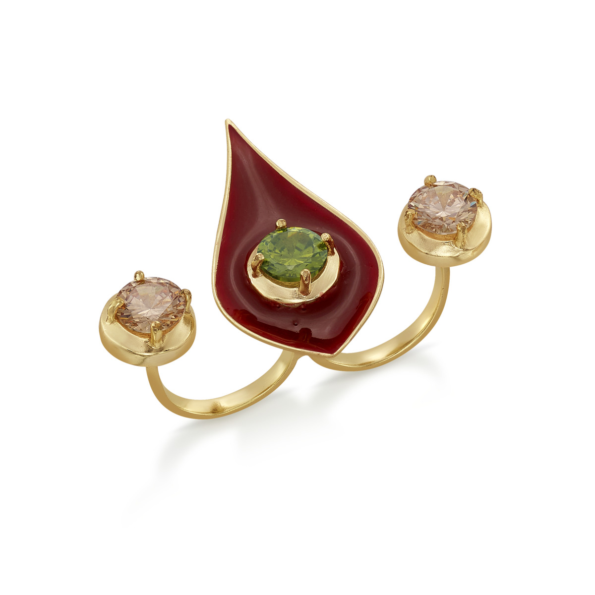 Malhar Red Raindrop Multifinger Power Ring - Image 2