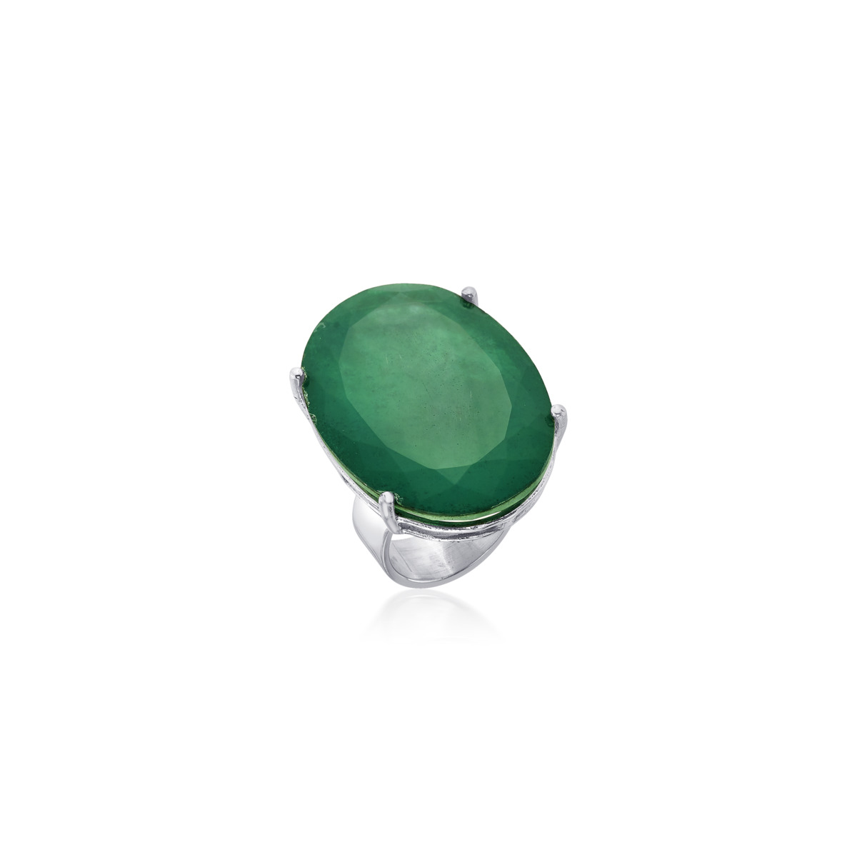 Rockkvan Deodar Emerald Quartz Silver Ring - Image 2