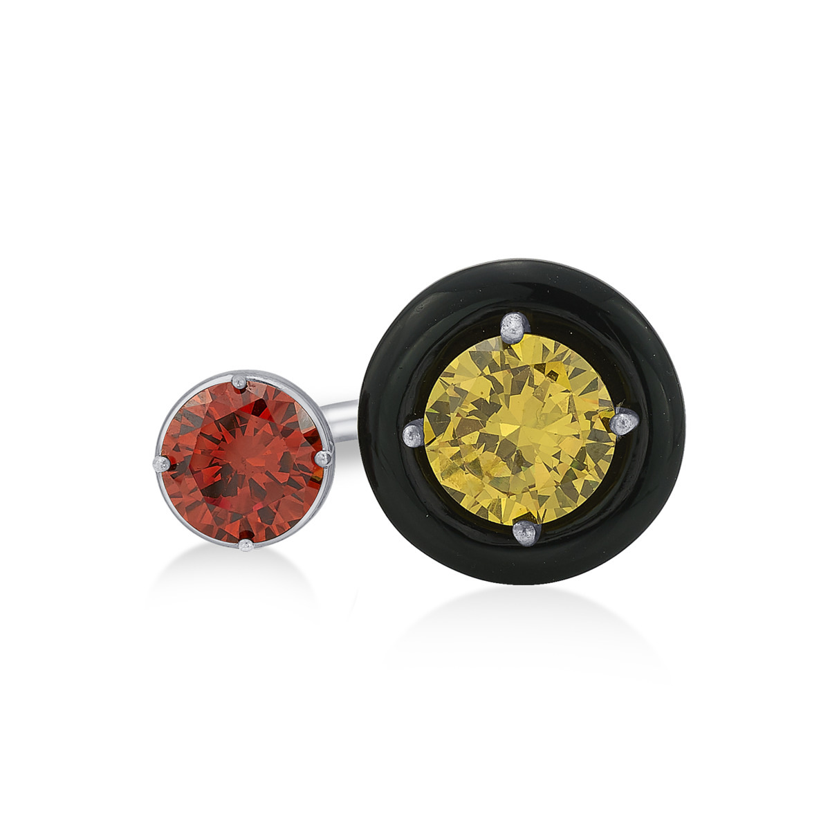 Sargamix Round Onyx Silver Ring