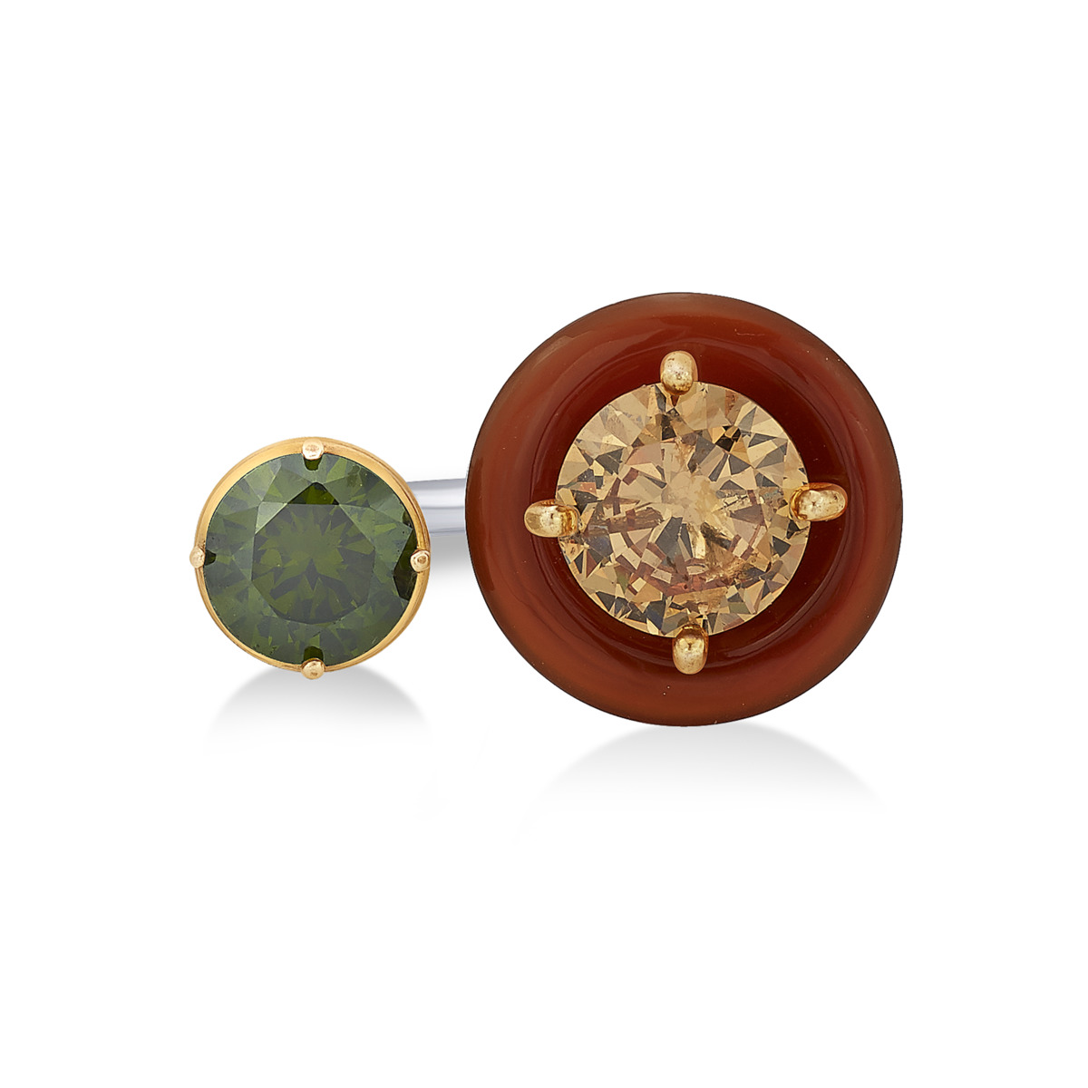 Sargamix Round Red Onyx Silver Ring