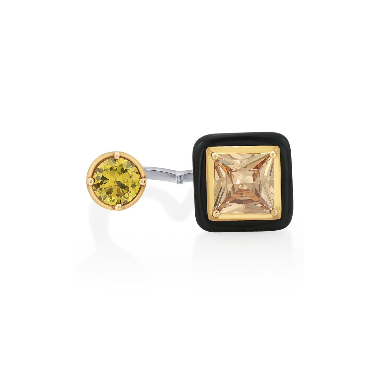 Sargamix Square Onyx Multifinger Silver Ring