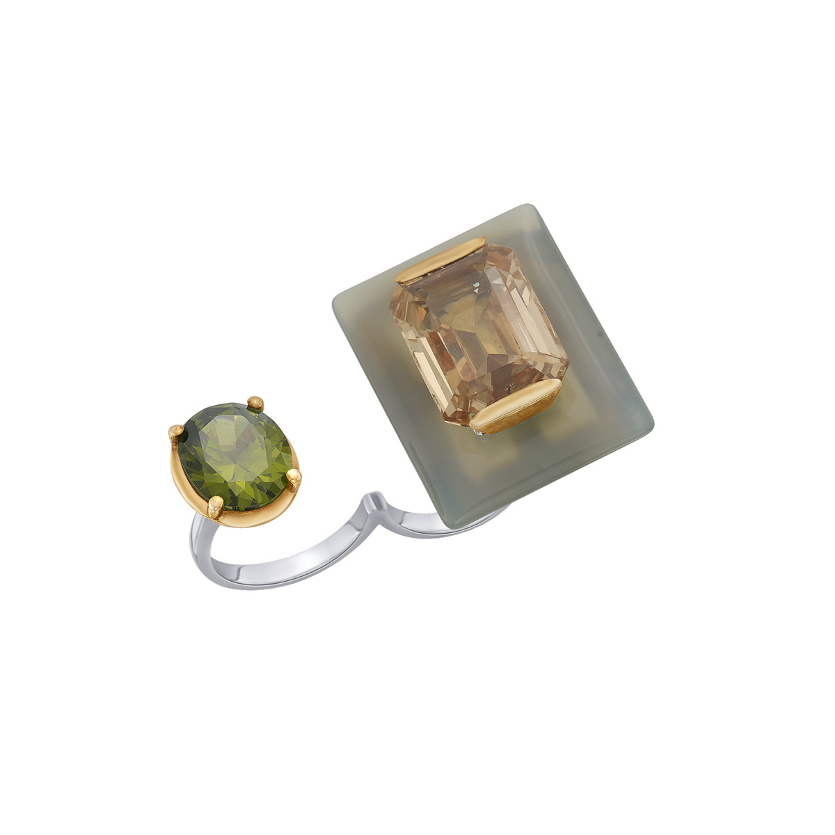Sargamix Swan Onyx DoubleFinger Silver Ring - Image 2
