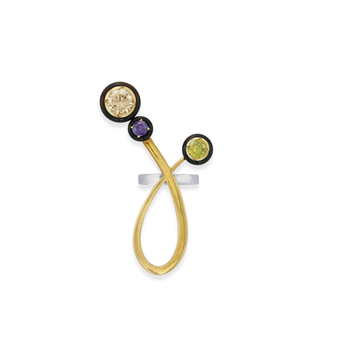 Sargamix Gold Swirl Silver Onyx Ring