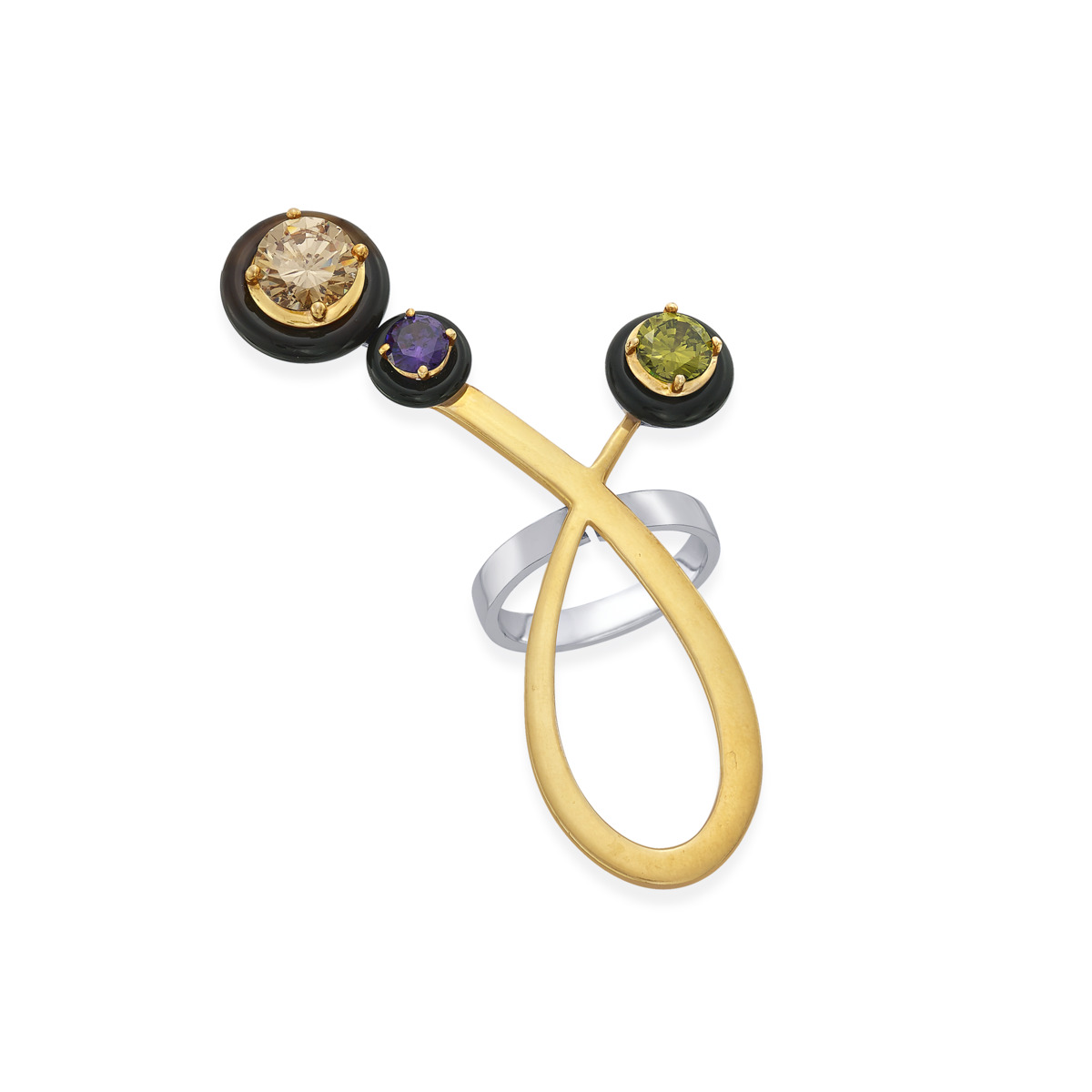 Sargamix Gold Swirl Silver Onyx Ring - Image 2