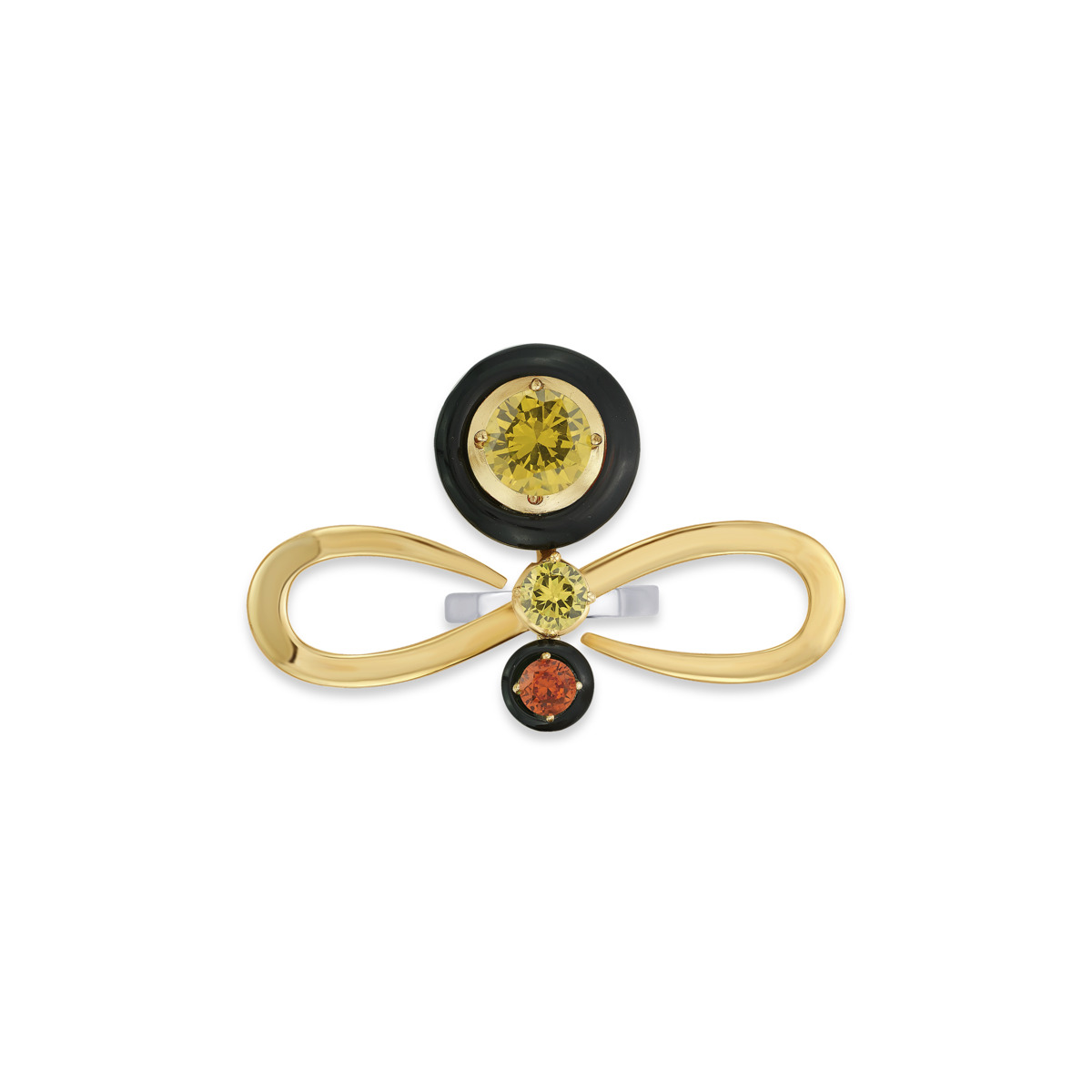 Sargamix Gold Infinity Silver Onyx Ring