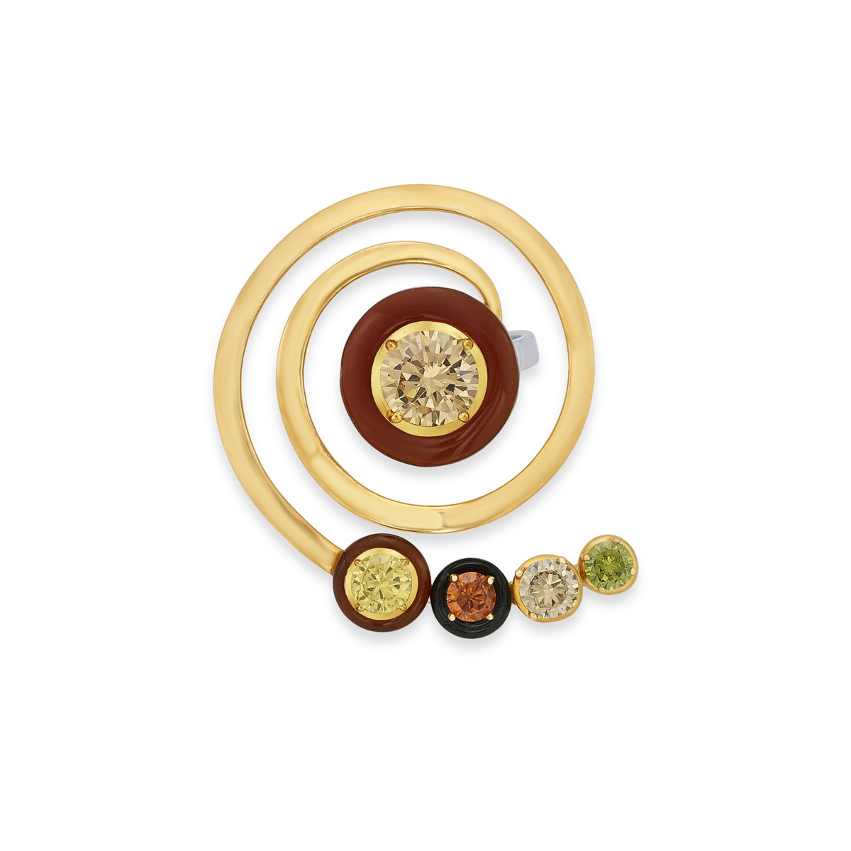 Sargamix Gold Hypno Spiral Silver Onyx Ring