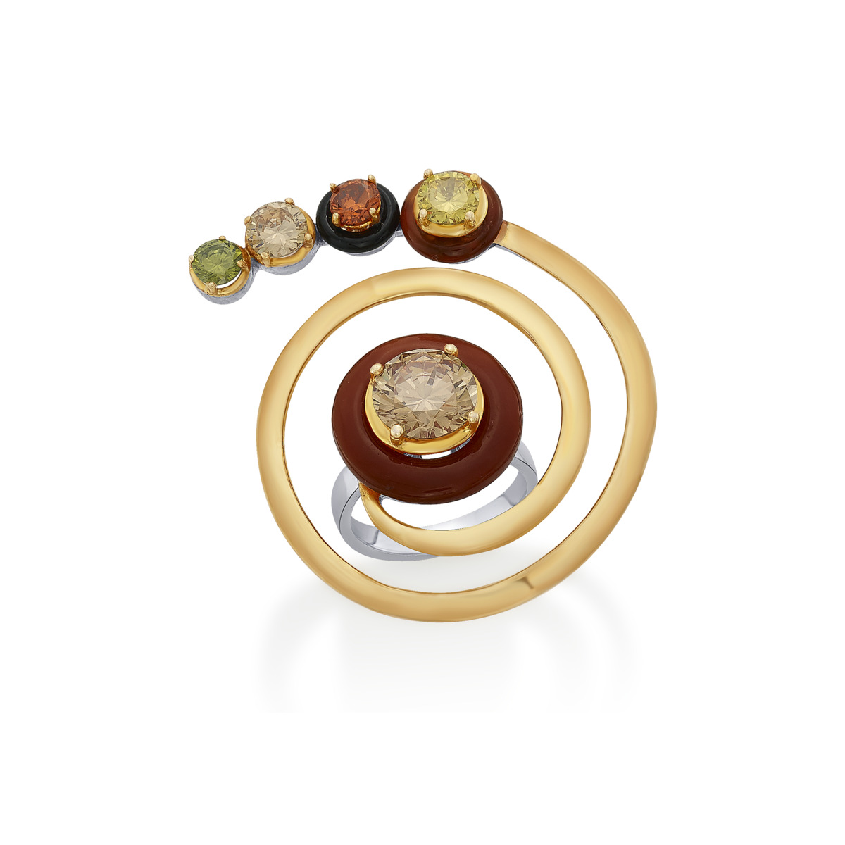 Sargamix Gold Hypno Spiral Silver Onyx Ring - Image 2