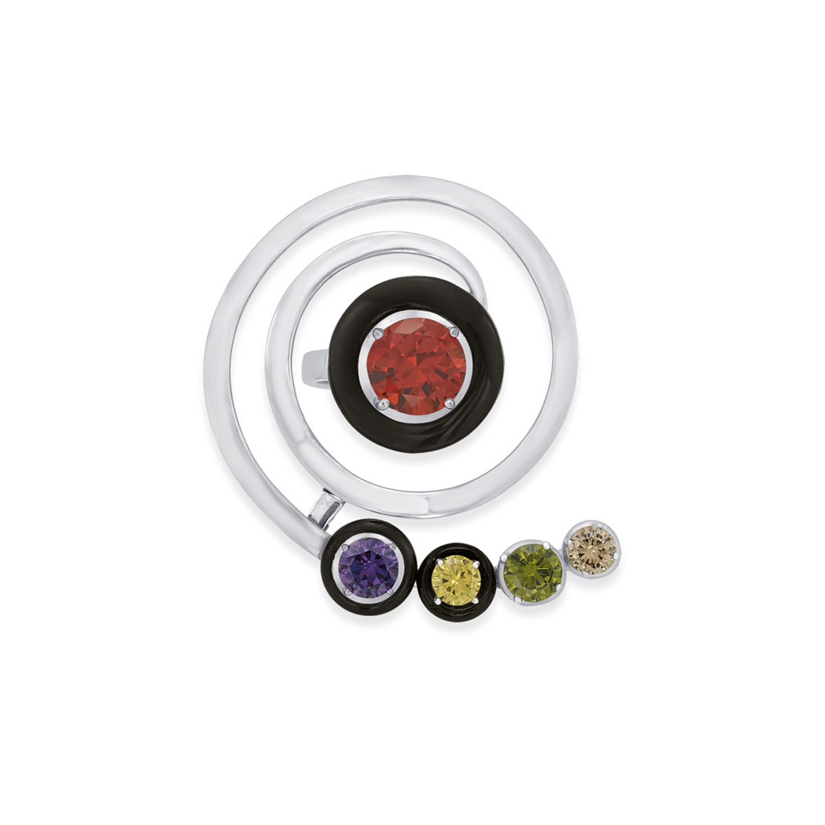 Sargamix Hypno Spiral Silver Onyx Ring