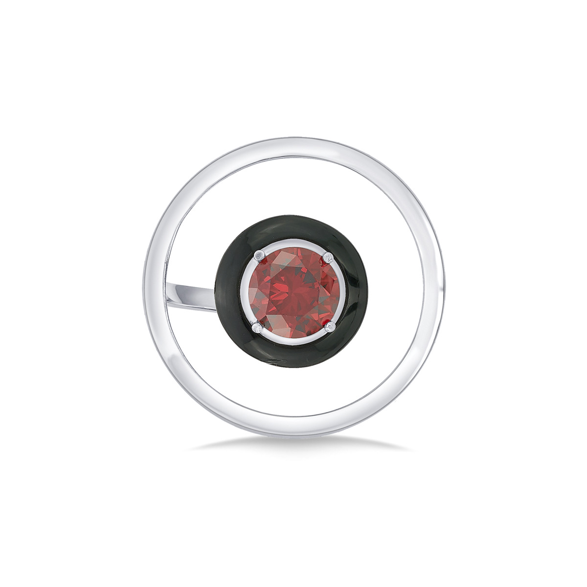 Sargamix Suspended Circles Silver Onyx Ring