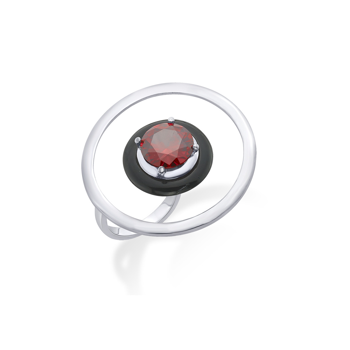 Sargamix Suspended Circles Silver Onyx Ring - Image 2
