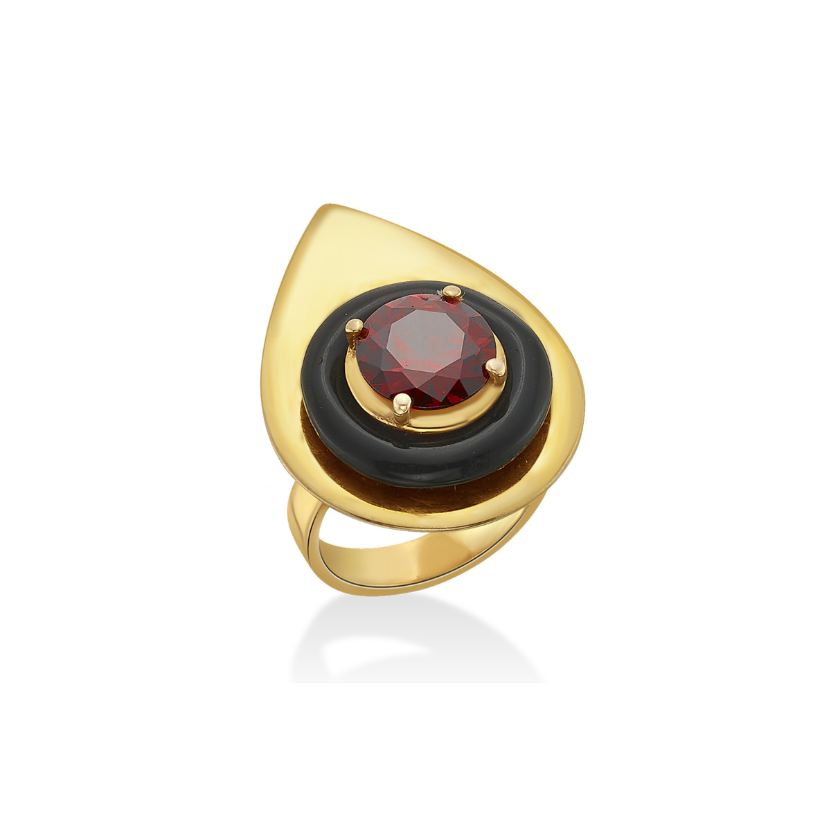 Sargamix Gold Pear Crescendo Silver Onyx ring - Image 2