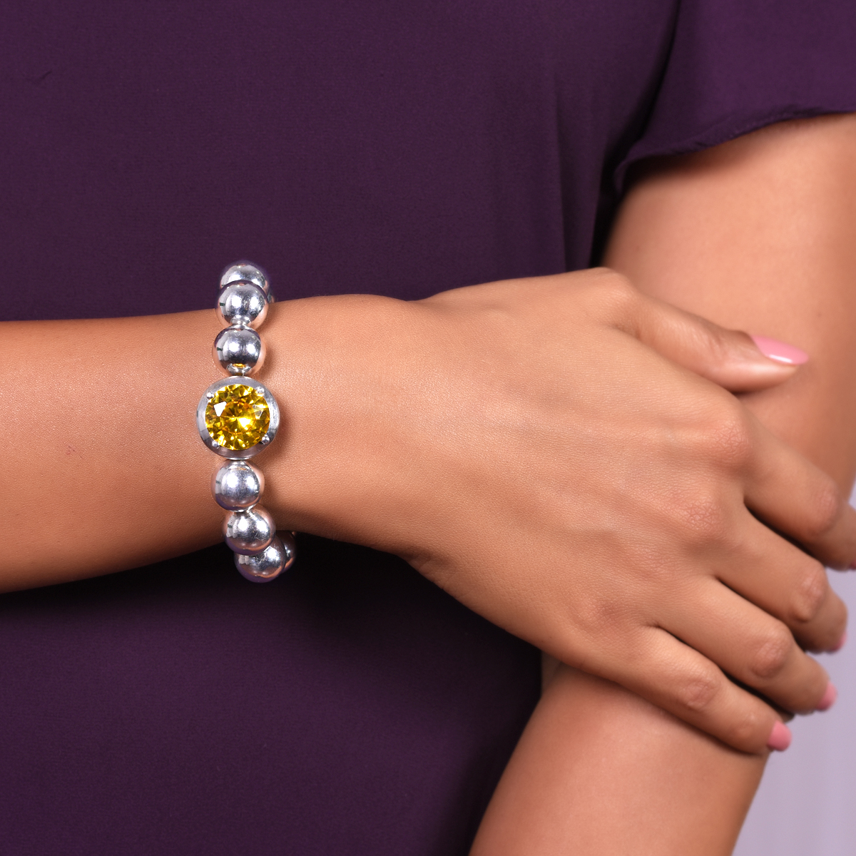 Brahman Flexible Orb Silver Bracelet - Image 2