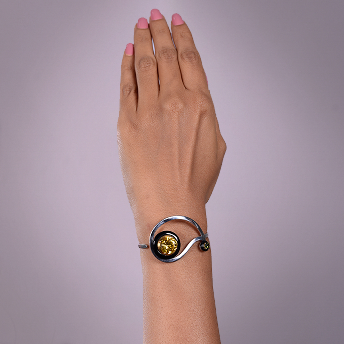 Sargamix Paisley Silver Onyx Bangle - Image 3